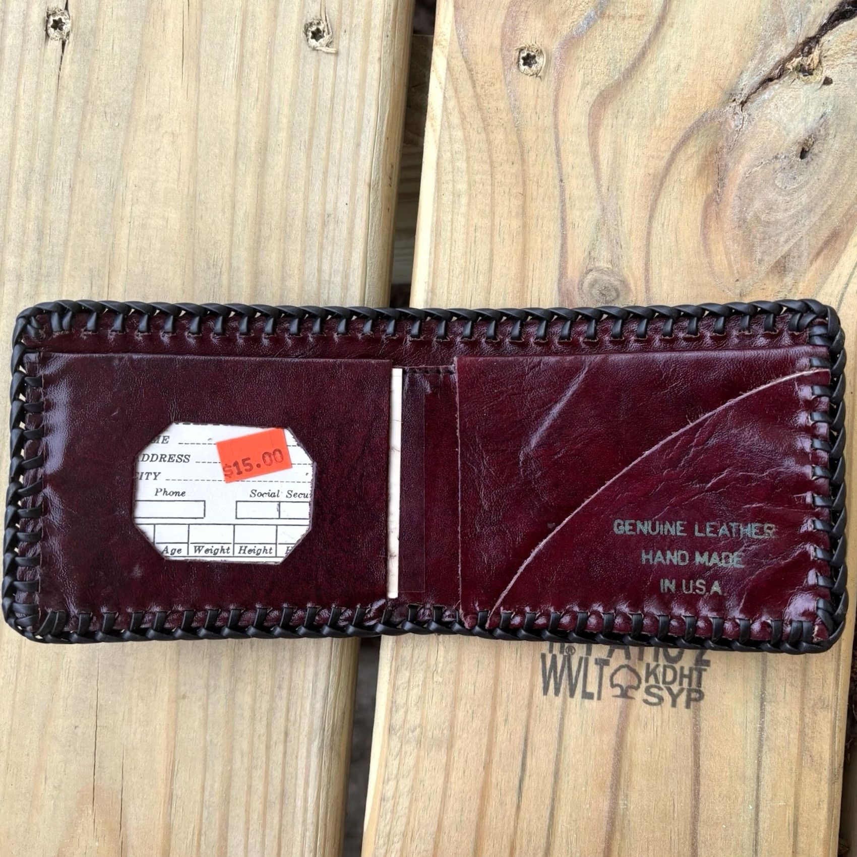 Vintage VINTAGE Wallet Leather USA Scene Nature Sportsman Hand Tooled Whipstitch Size ONE SIZE - 2 Thumbnail