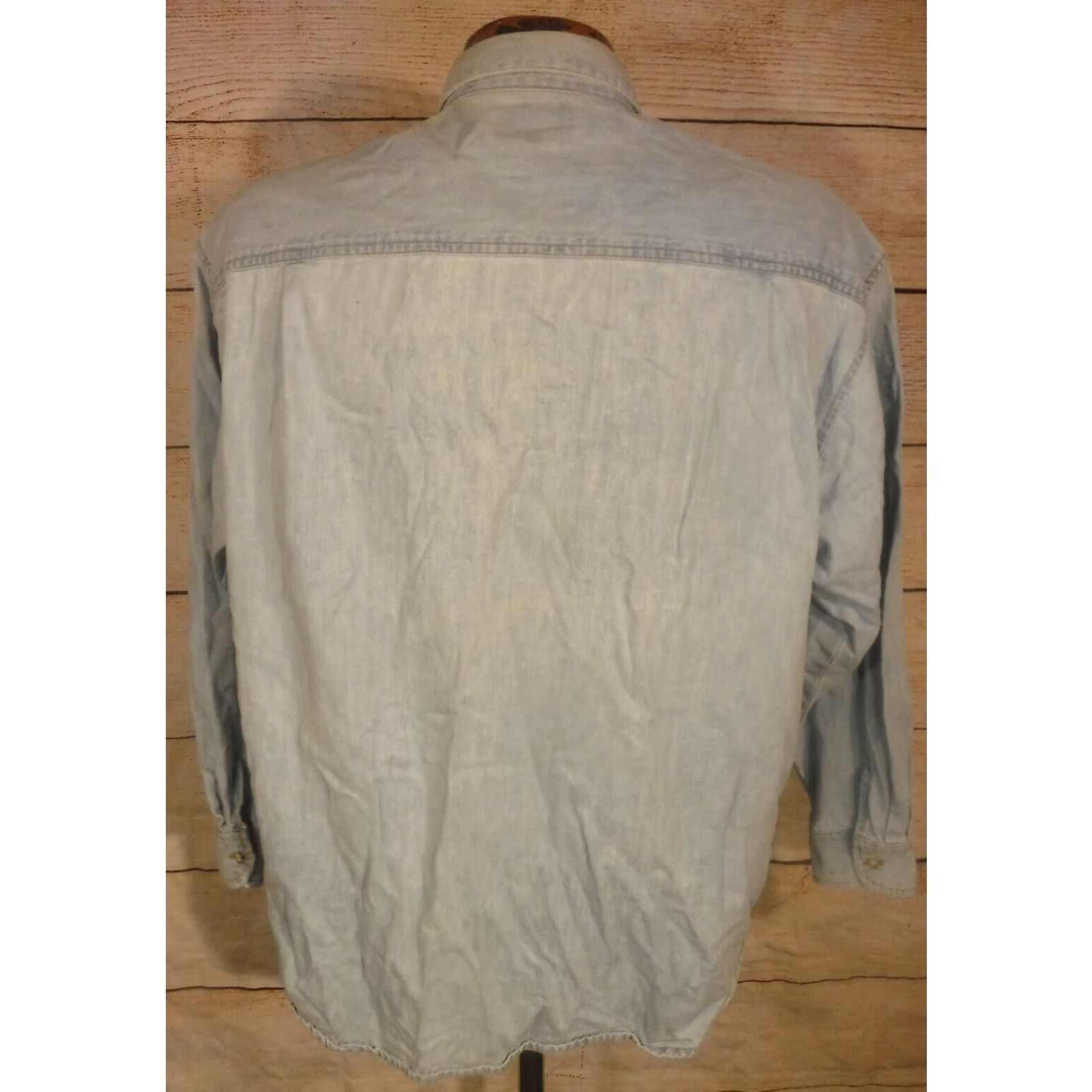 Guess VINTAGE GUESS Cowboy Denim Shirt Adult Small Blue Solid Classic Fit Long Sleeve Mens Size US S / EU 44-46 / 1 - 3 Thumbnail