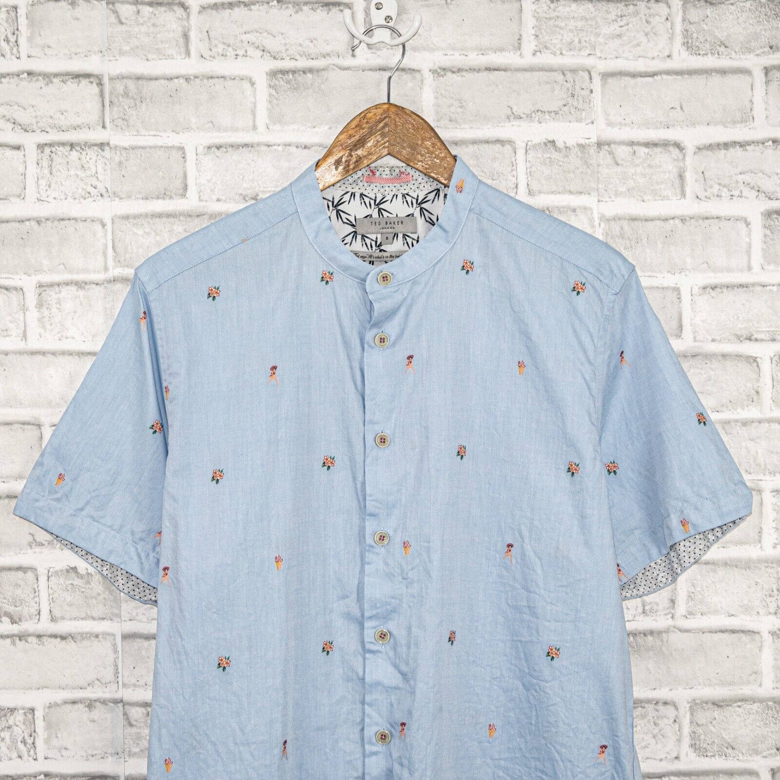 Ted Baker TED BAKER Flower Grandad Regular Fit Button Down shirt Size US L / EU 52-54 / 3 - 2 Thumbnail