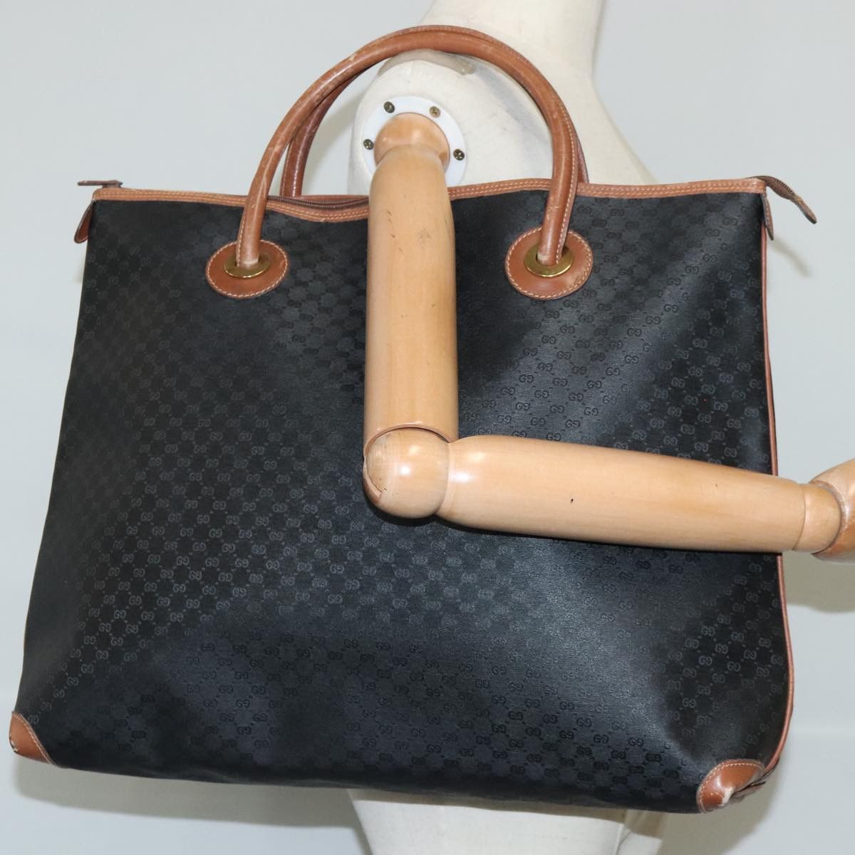 Gucci GUCCI Micro GG Canvas Hand Bag Pvc Leather Black Brown Size ONE SIZE - 19 Thumbnail