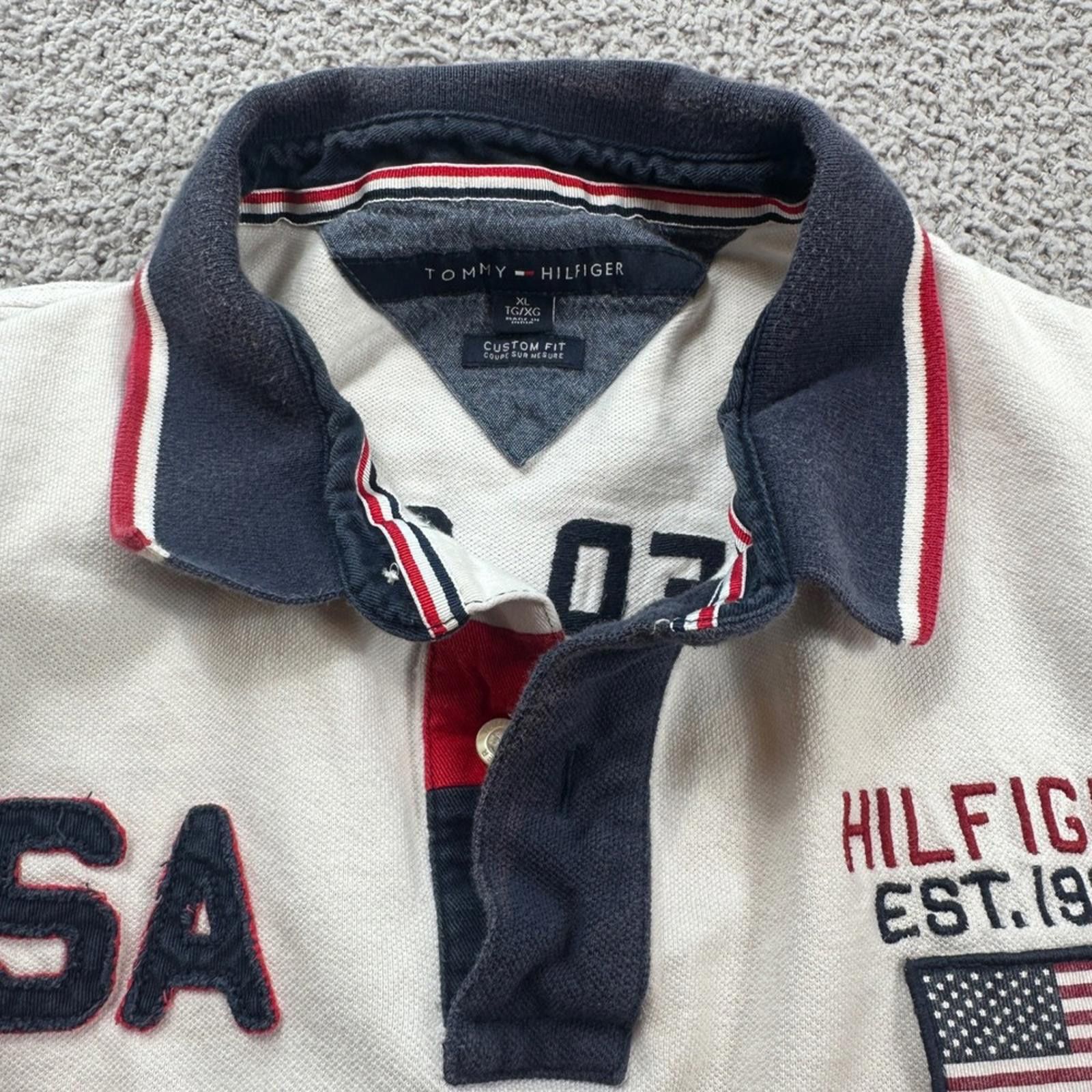 Tommy Hilfiger Tommy Hilfiger Mens USA Flag Custom Fit Polo Shirt XL 85 Size US XL / EU 56 / 4 - 4 Thumbnail