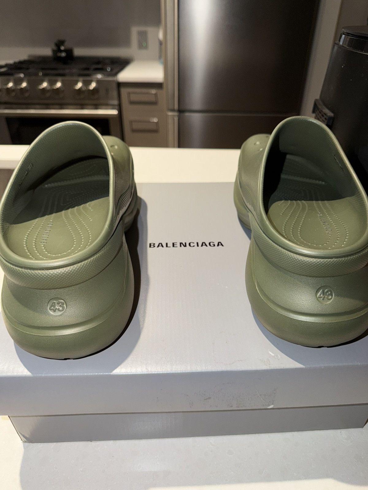 Balenciaga × Crocs Balenciaga x Crocs Logo Embossed Slides | Grailed