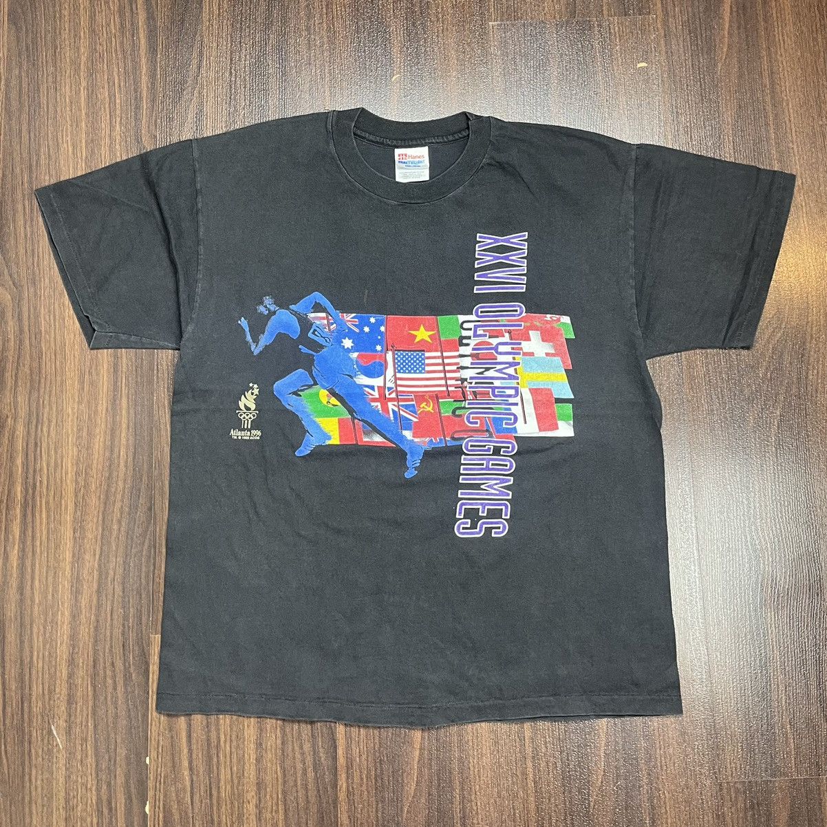 Hanes Hanes Atlanta 1996 XXVI Olympic Games black T-shirt L Size US L / EU 52-54 / 3 - 1 Thumbnail