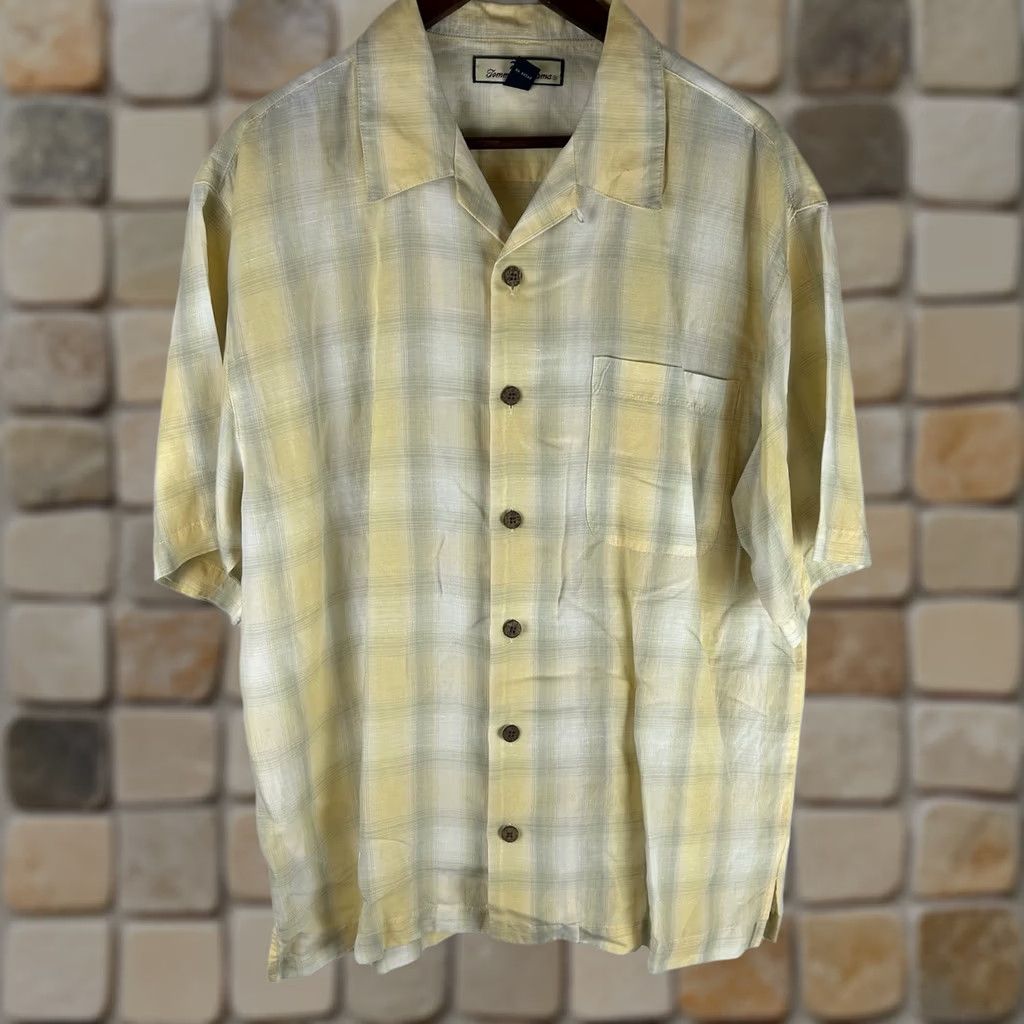 Tommy Bahama Tommy Bahama Linen Blend Camp Shirt Mens Medium Plaid Yellow Short Sleeve - Vintage Size US M / EU 48-50 / 2 - 1 Thumbnail