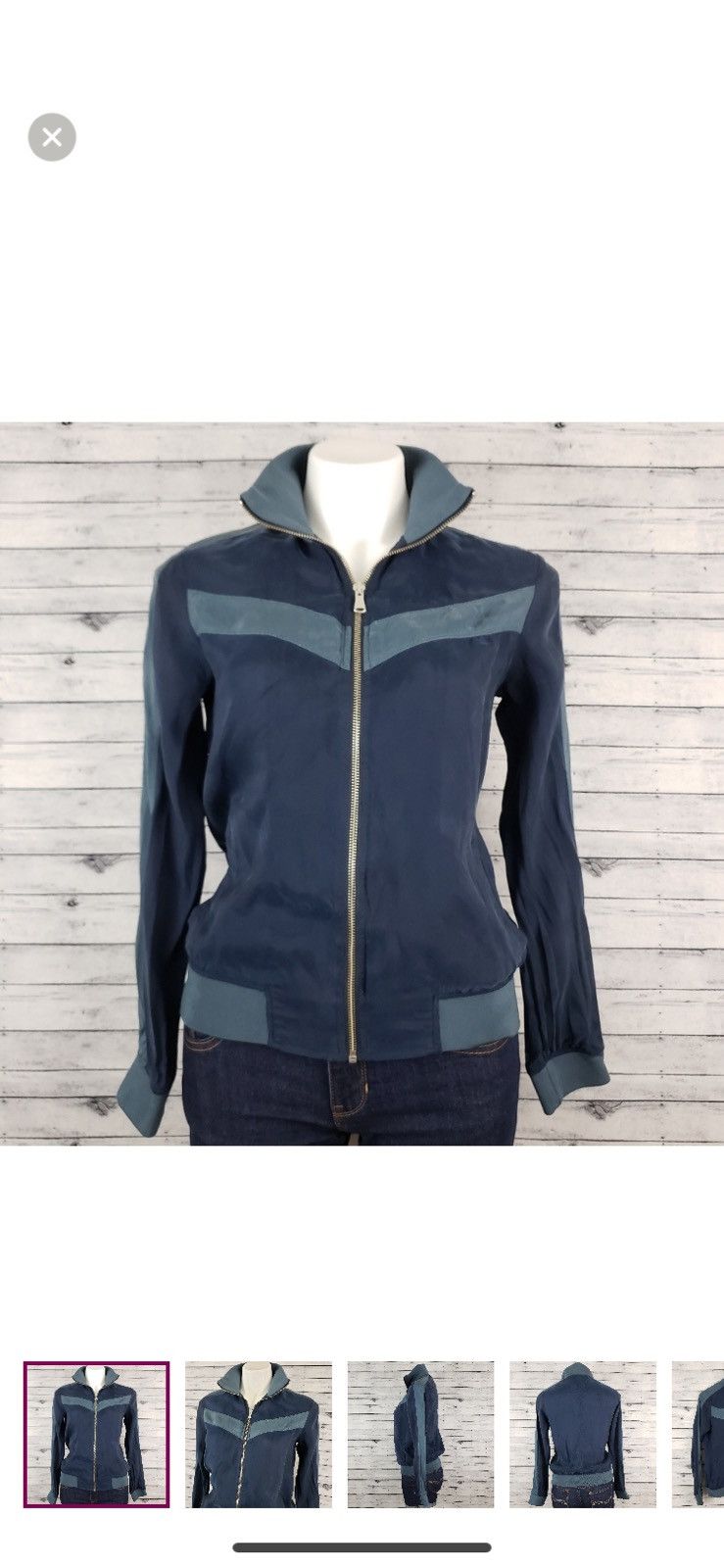Vintage Trouve 70s Med Two Tone Blue Luxe Zip Up Track Jogger Jacket Size M / US 6-8 / IT 42-44 - 1 Thumbnail