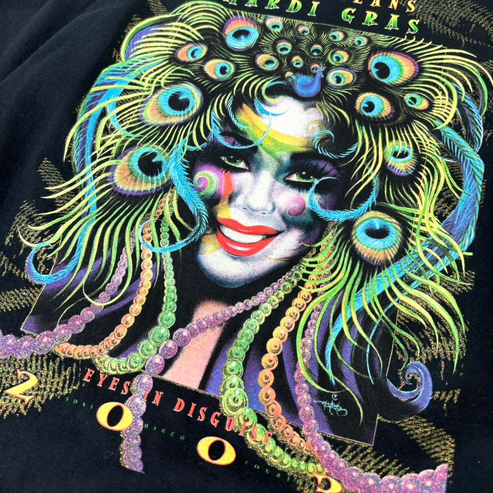 Fruit Of The Loom × Vintage Y2K Mardi Gras Graphic T-Shirt Size US L / EU 52-54 / 3 - 4 Thumbnail