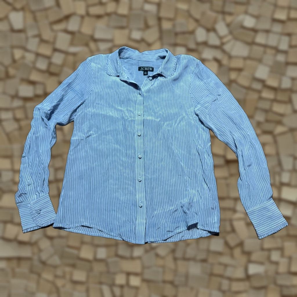 J.Crew J.CREW Shirt Womens XS Black White Blue Striped Long Sleeve Button-Up Shirt Size XS / US 0-2 / IT 36-38 - 1 Thumbnail