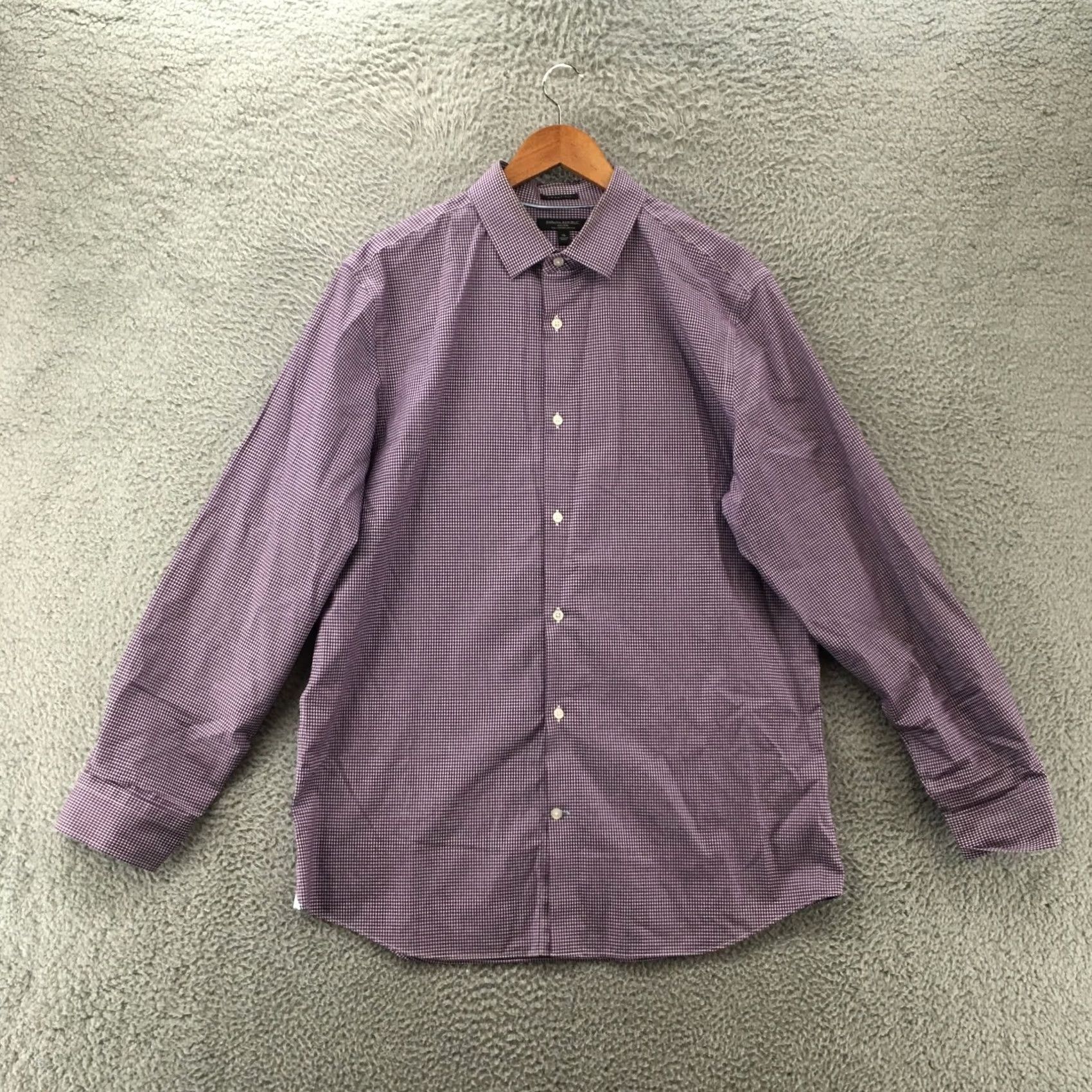 Banana Republic Banana Republic Button-Up Shirt Mens XL Purple Cotton Checkered Non-Iron Stretch Shirt Size US XL / EU 56 / 4 - 2 Thumbnail