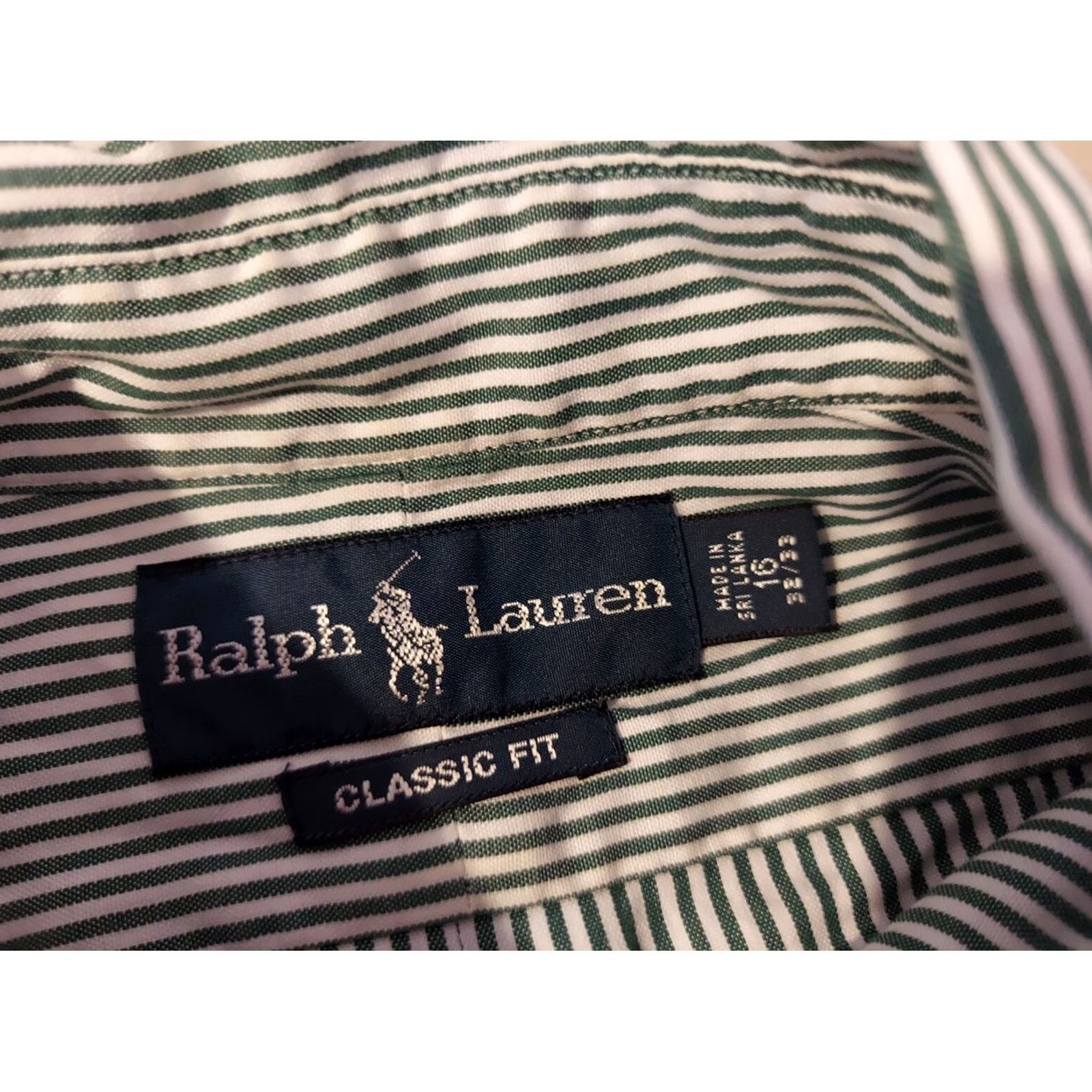Polo Ralph Lauren Polo Ralph Lauren Dress Shirt Mens Button-Up 16 32 33 Green Stripes Cotton Long Sleeve 16 Size Regular Shirt Mens Green Stripes Cotton Shirt Size 42R - 3 Thumbnail