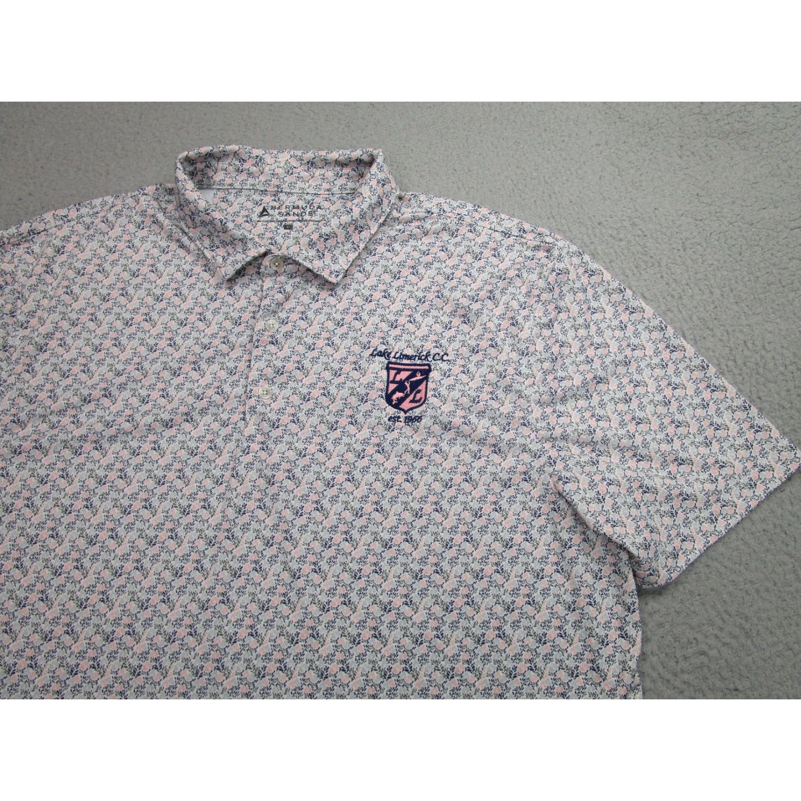 Vintage Bermuda Sands Polo Shirt Men XL Pink Floral Embroidered Golf Lake Limerick CC Size US XL / EU 56 / 4 - 2 Thumbnail