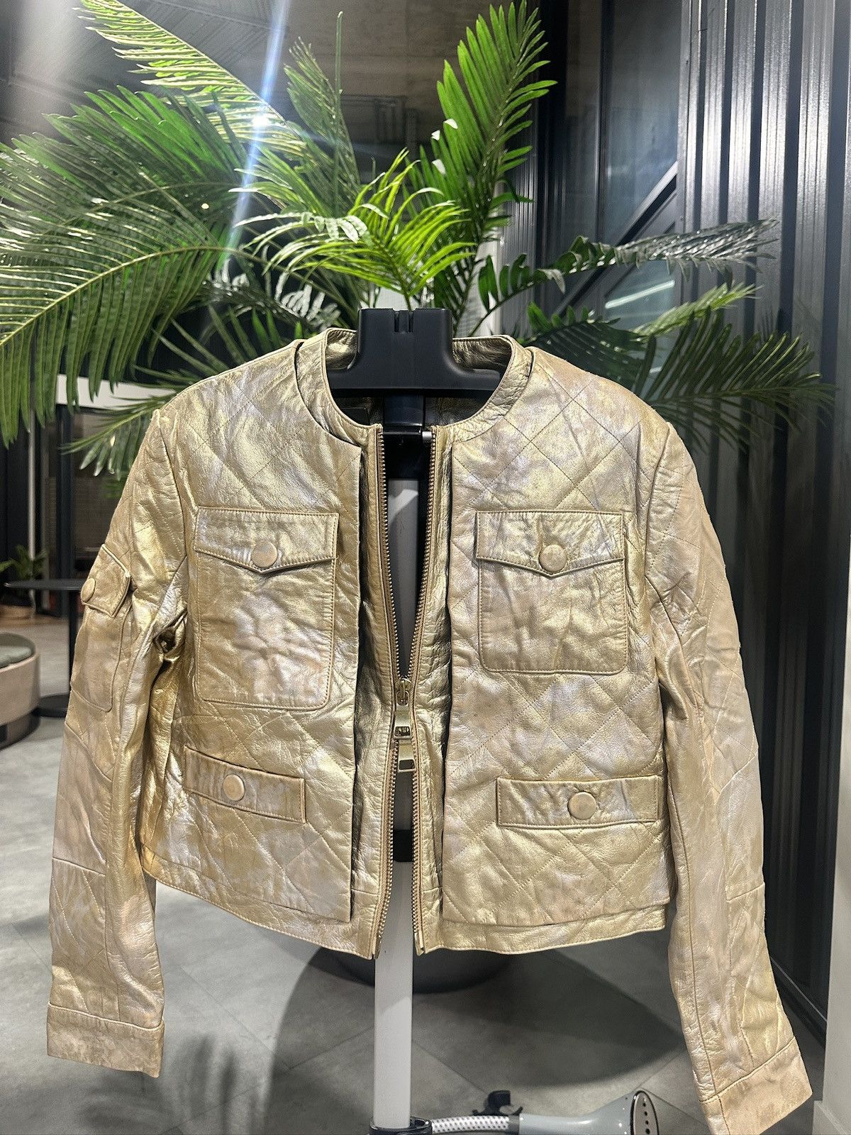 Moschino Moschino Vintage Metallic gold Leather Jacket. Size M / US 6-8 / IT 42-44 - 5 Thumbnail