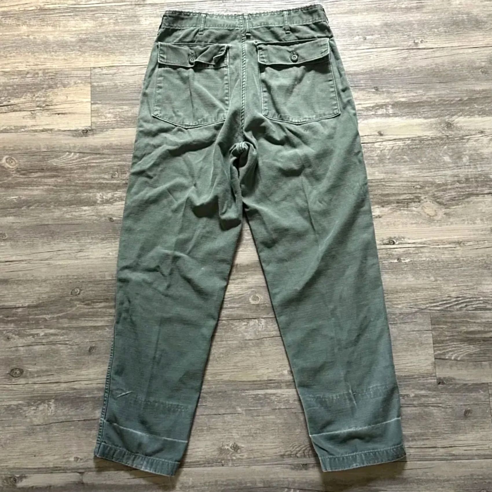Vintage VINTAGE Military OG-107 HBT Trouser Pants 32X30 Regular Men Green 70s Distressed Trousers Size US 32 / EU 48 - 4 Thumbnail