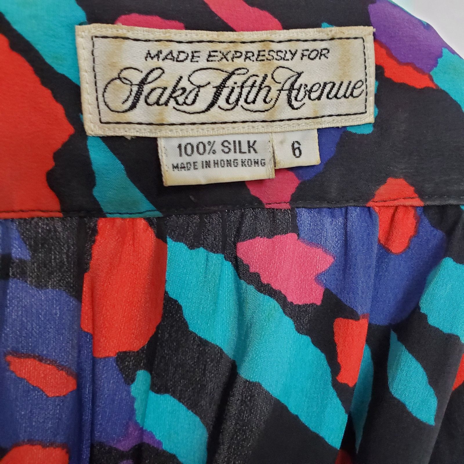 Saks Fifth Avenue Vintage Silk Saks Fifth Ave Funky Print Dress 6 Size M / US 6-8 / IT 42-44 - 7 Thumbnail