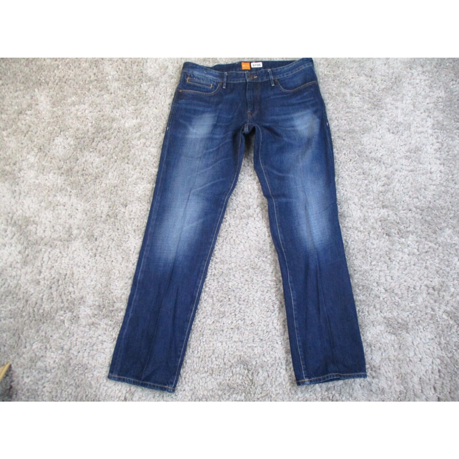 image of Hugo Boss Jean Mens 36X33 Blue Regular Fit Boss Orange 24 American Denim in White