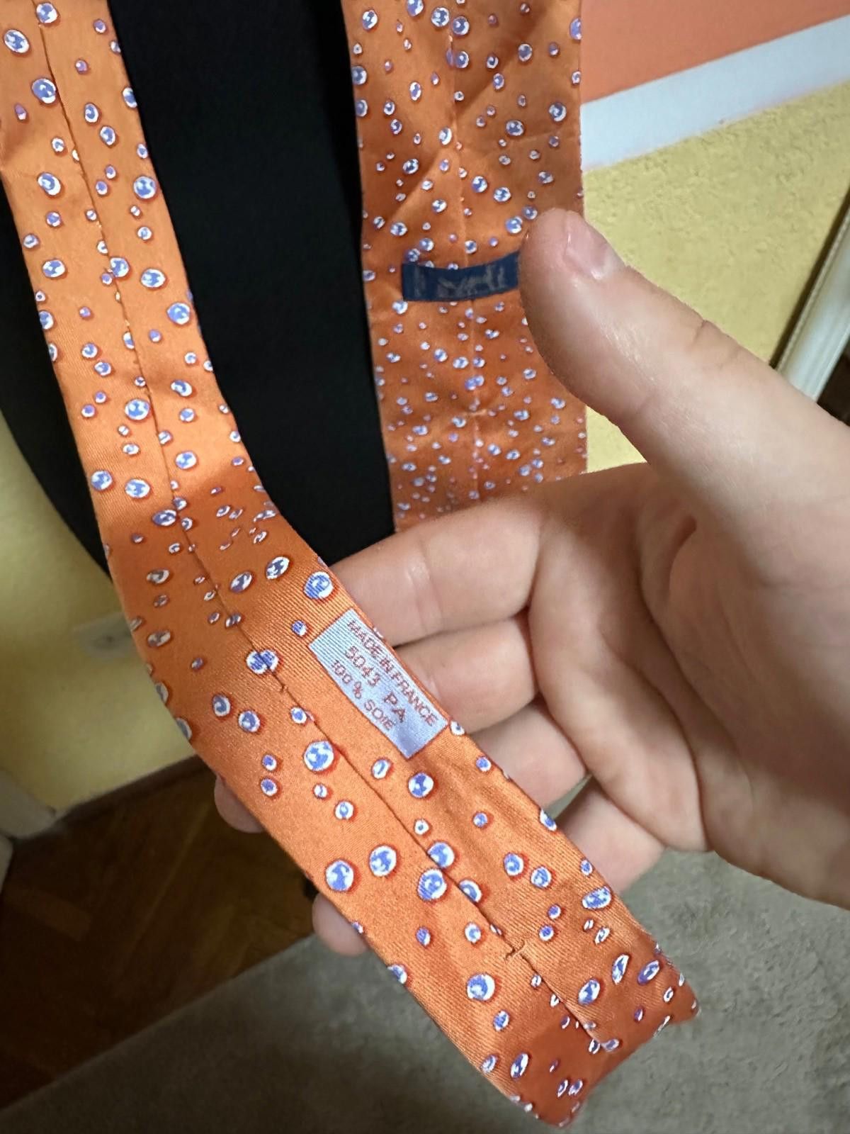 Hermes Hermes Tie Silk Orange Size ONE SIZE - 7 Thumbnail