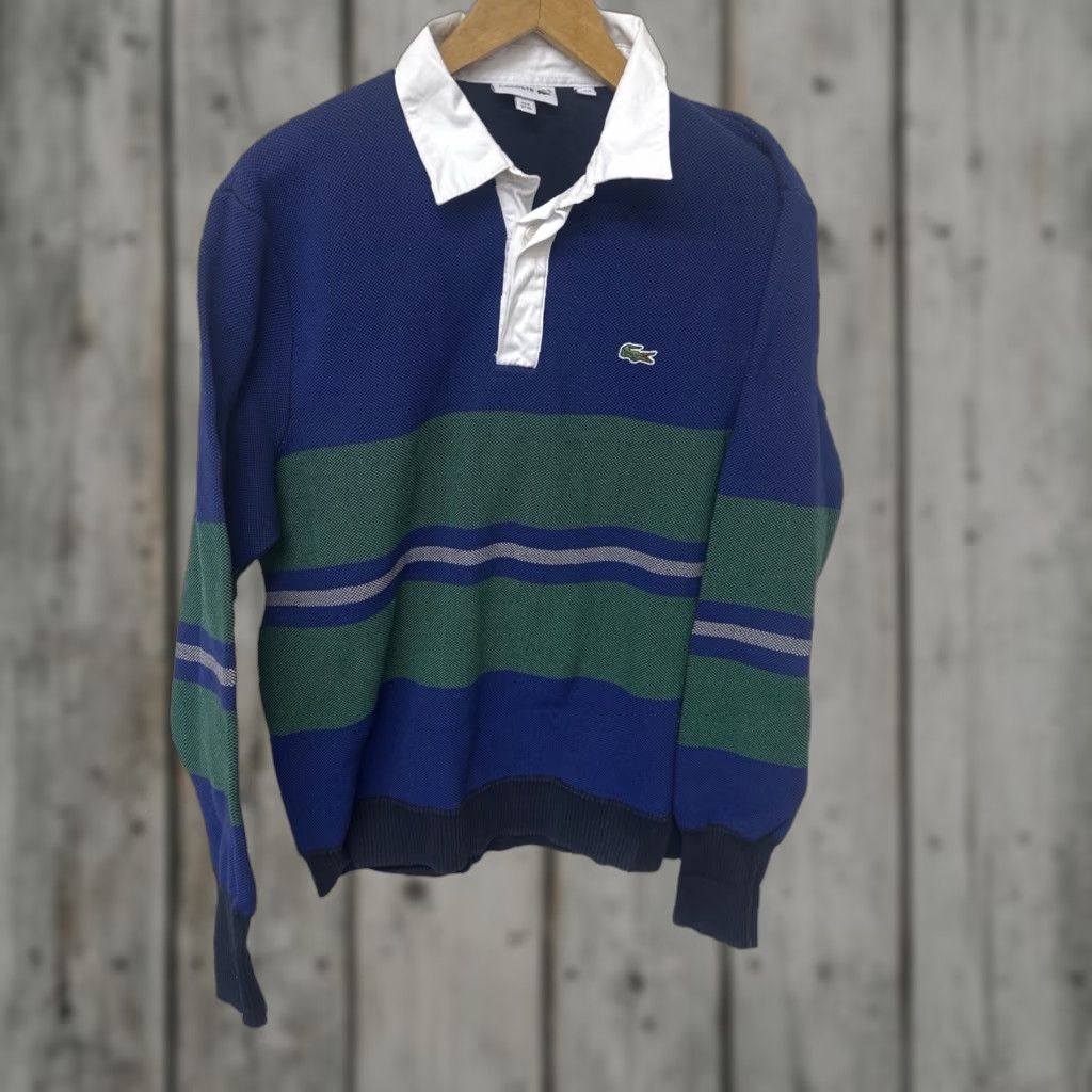 LACOSTE Men’s Rugby Sweater XL Pullover Striped Cotton Blend All Seasons Multicolor