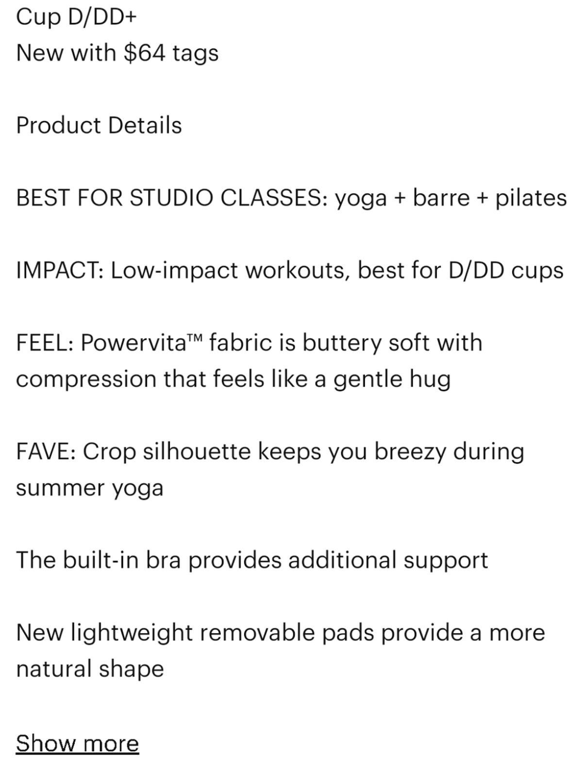 Other Athleta Conscious Crop D-DD Bra Size ONE SIZE - 8 Thumbnail