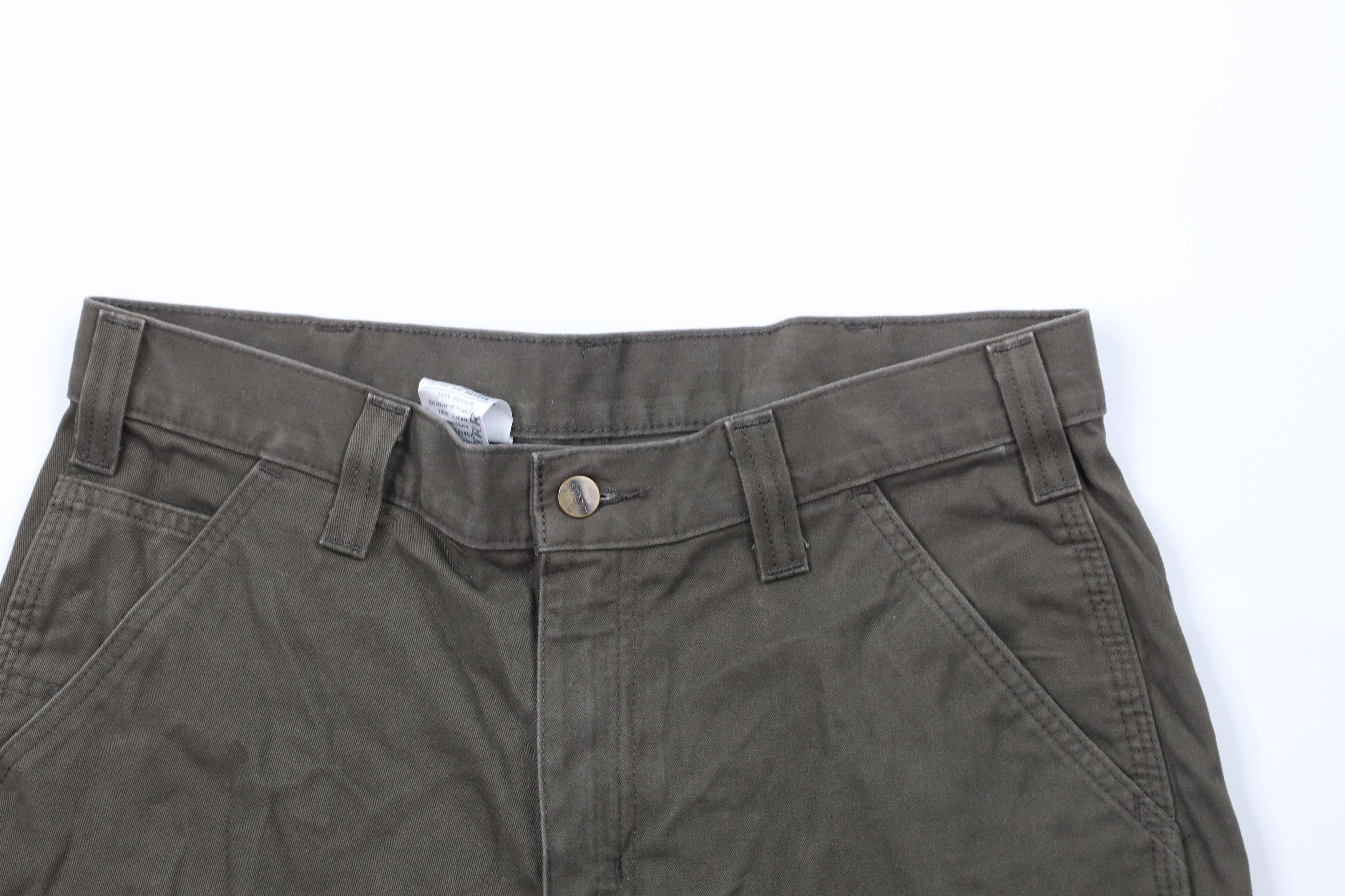 Carhartt × Vintage Vintage Carhartt Spell Out Relaxed Fit Dungaree Shorts Green Size US 33 - 2 Thumbnail