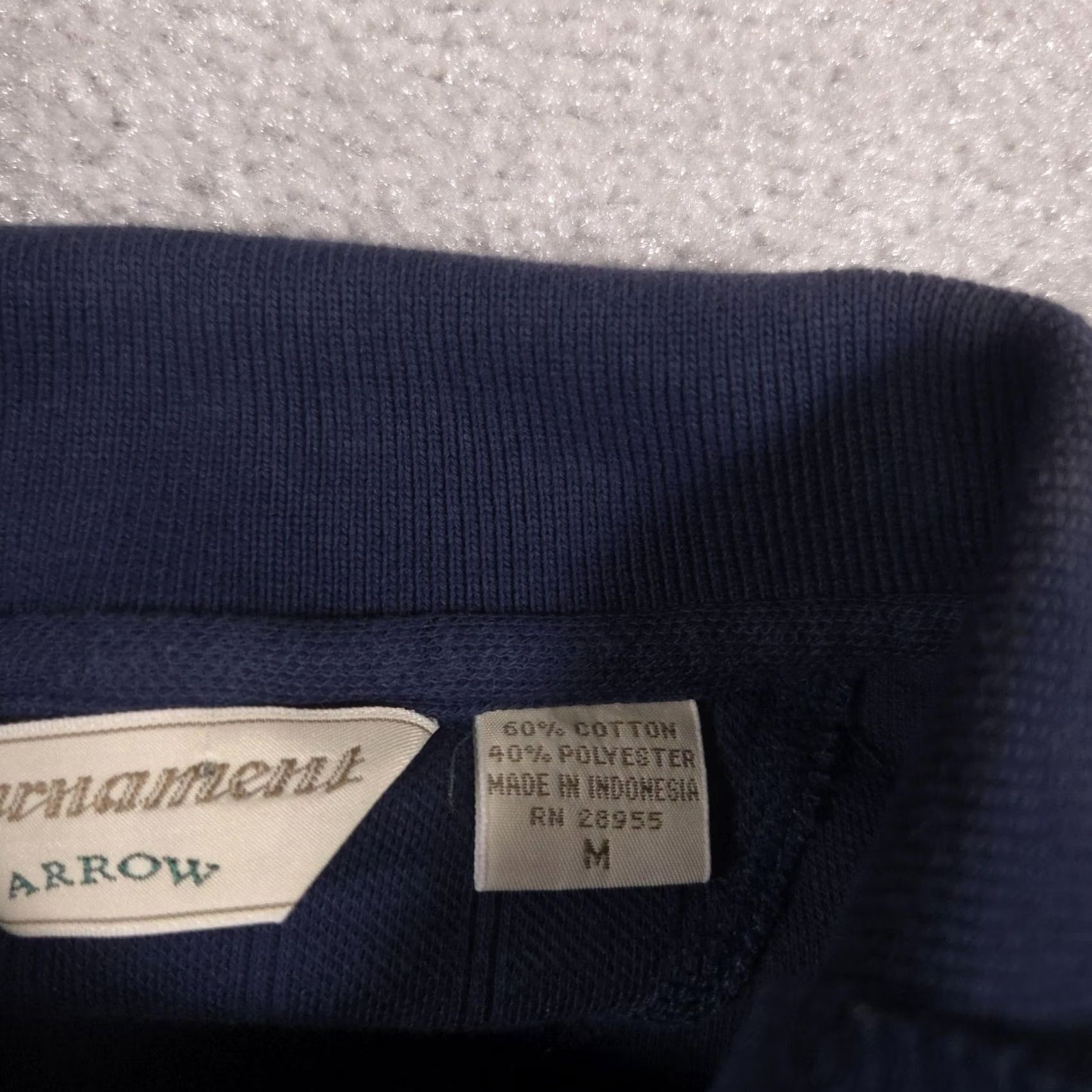 Arrow Arrow Tournament Polo Shirt Mens M Blue Textured Stripe Knit Pocket Casual Size US M / EU 48-50 / 2 - 6 Thumbnail