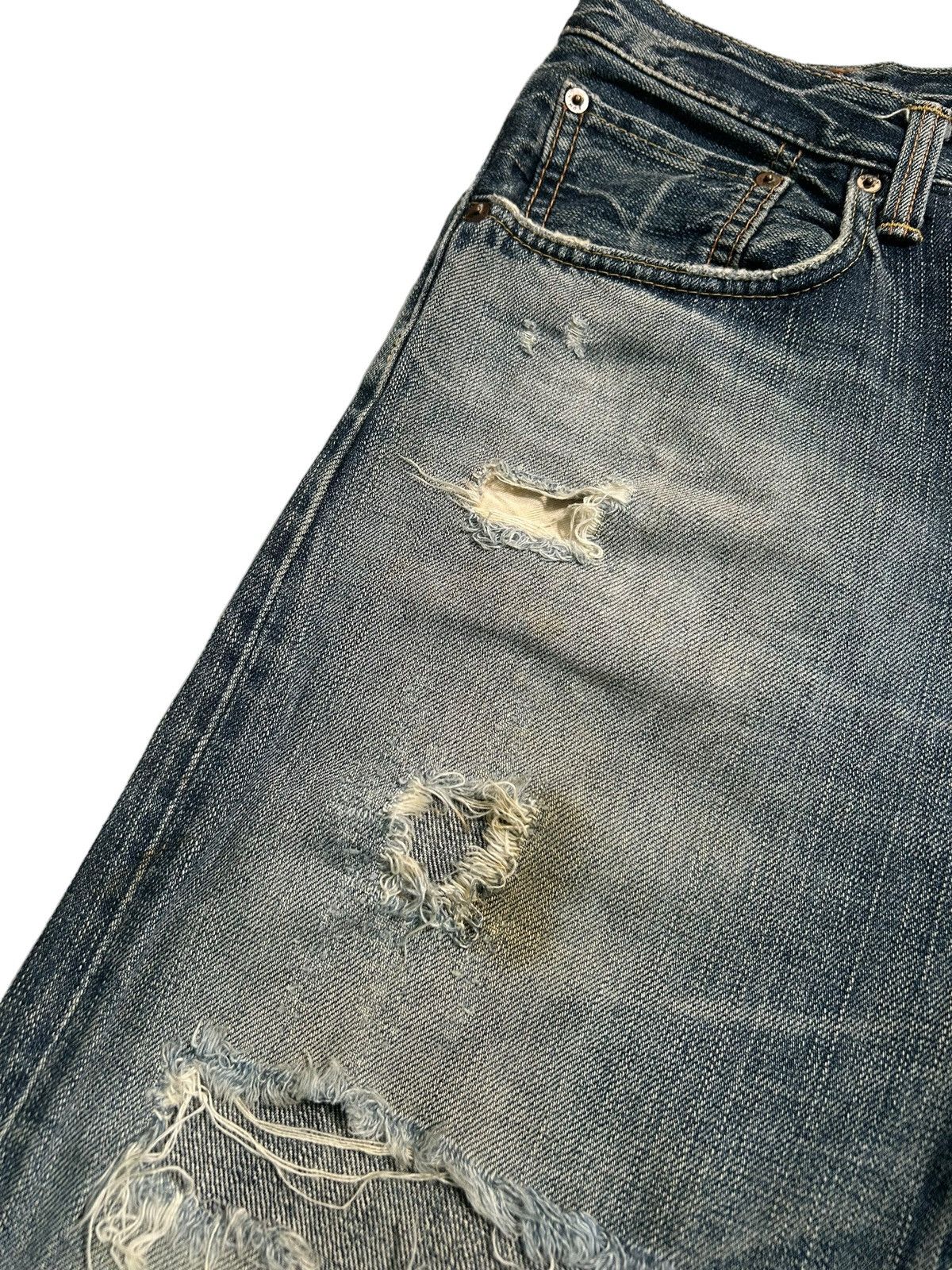 Japanese Brand × Kapital × Vintage Thrashed Vtg Edwin Selvedge disteressed denim Size US 34 / EU 50 - 16 Thumbnail
