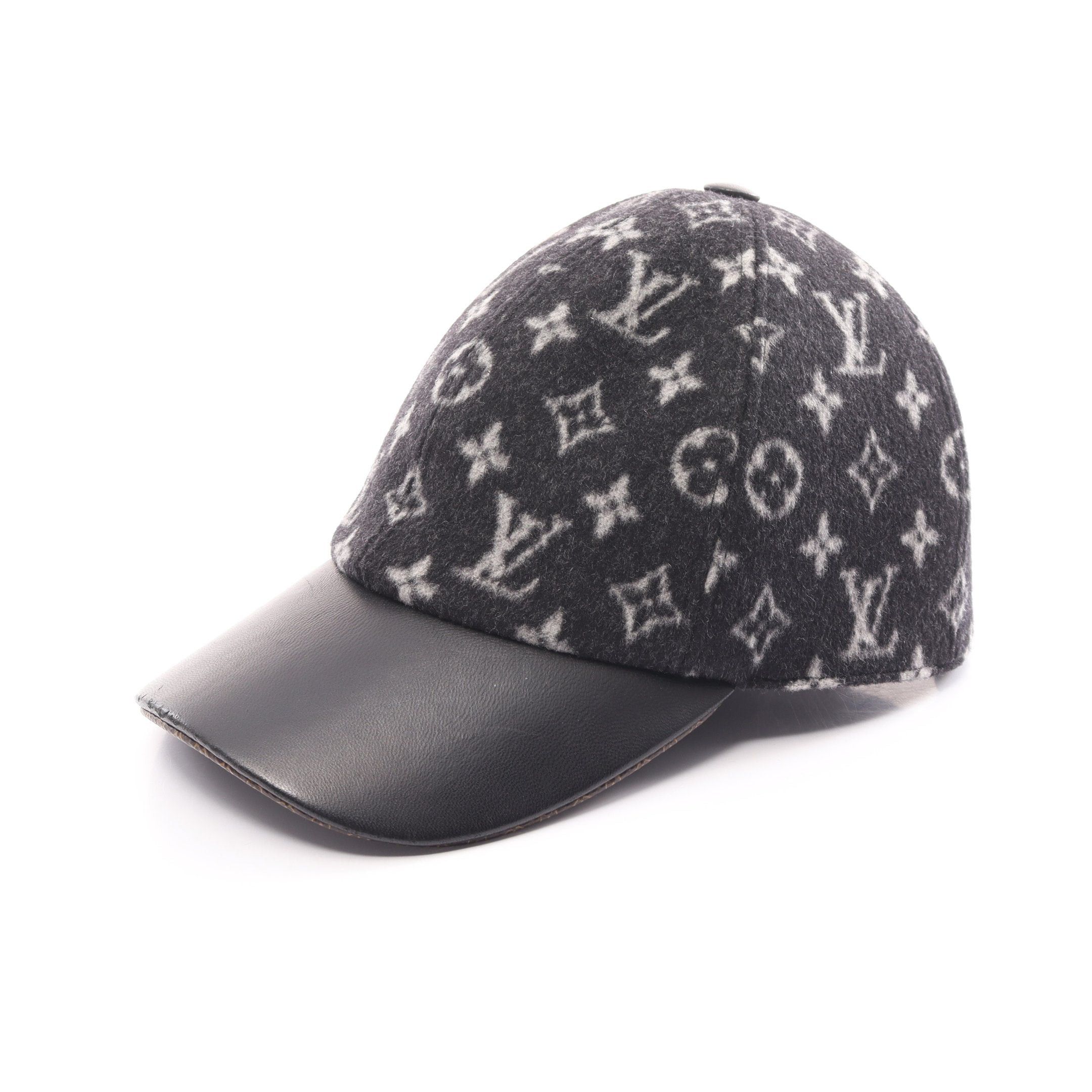 image of Louis Vuitton Carry On Monogram Cap Wool Leather Black, Women's