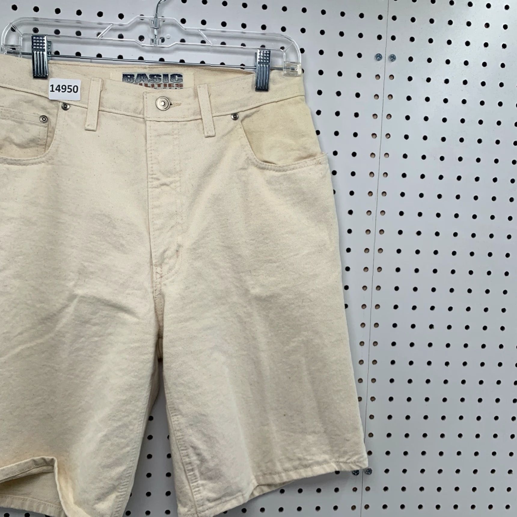 Denime VINTAGE Basic Utilities Denim Shorts Mens 32 Beige Inseam 11 30 in Waist Flat Front Pockets Regular Fit Summer Mens Beige Denim Shorts Size US 32 / EU 48 - 4 Thumbnail