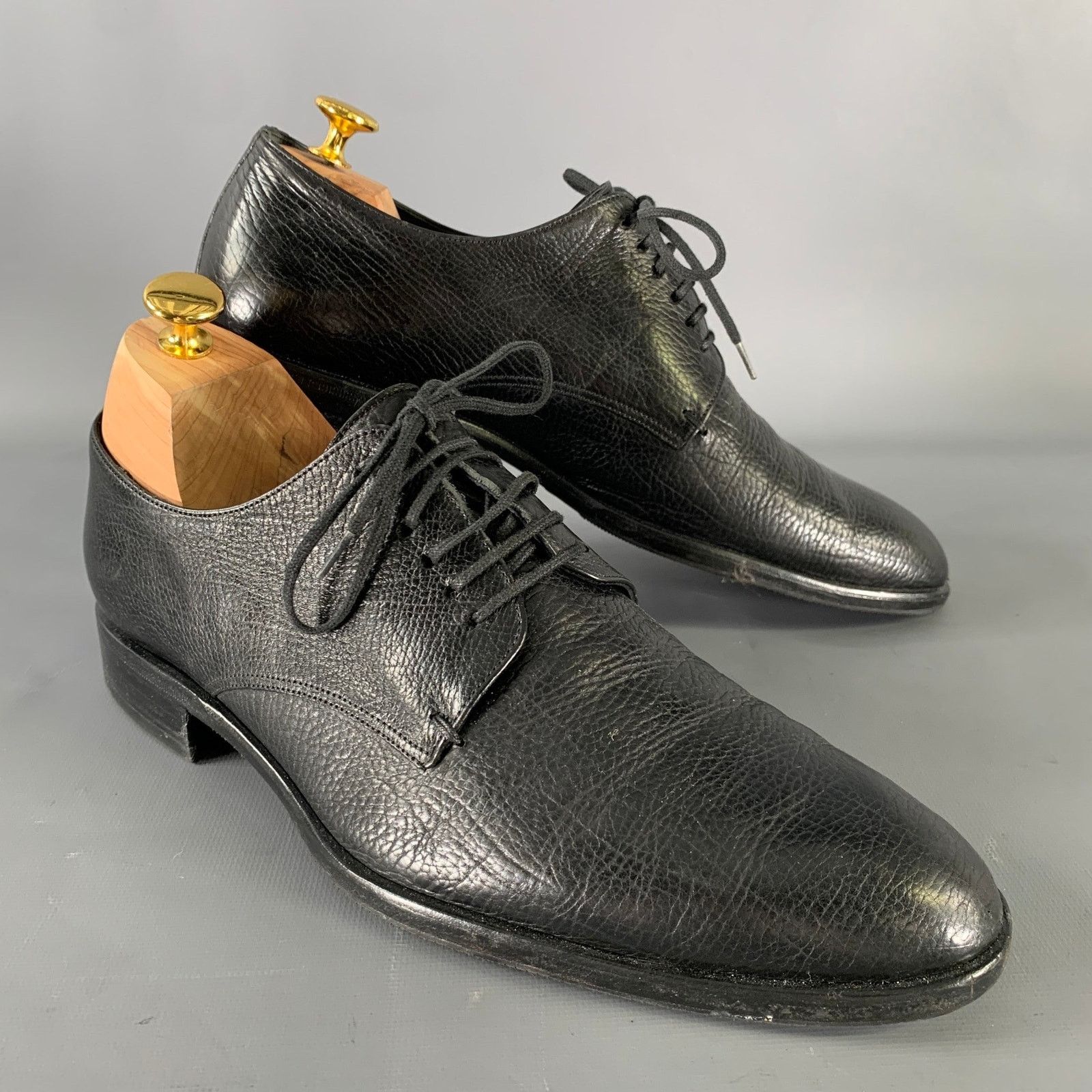 Giorgio Armani GIORGIO ARMANI 9.5 Black Leather Round Toe Lace Up Shoes Size US 9.5 / EU 42-43 - 1 Thumbnail