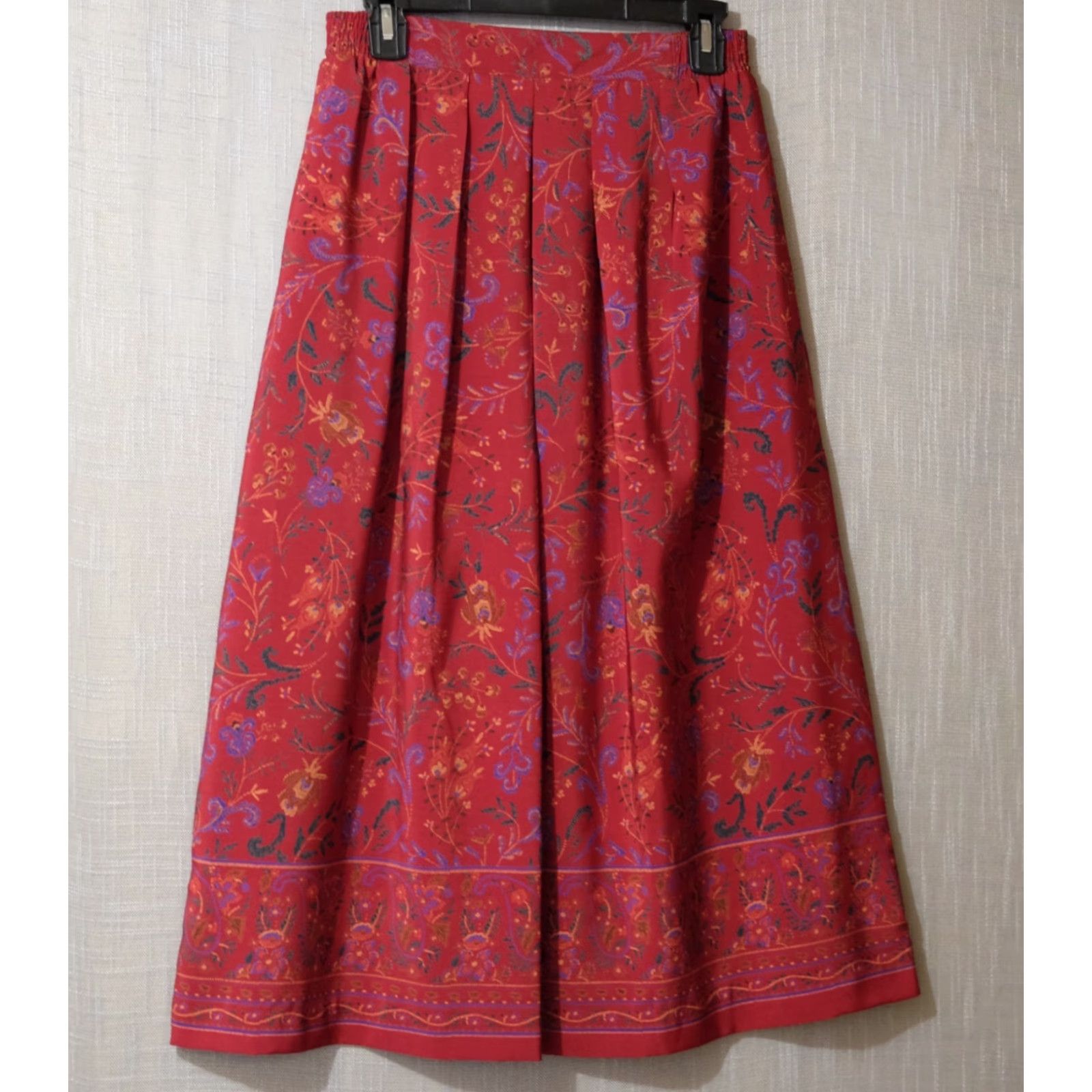 Jantzen **JANTZEN Classics Dark Red Floral Pleated Midi Skirt Women's 10** User: Vintage JANTZEN Classics Dark Red Floral Pleated Midi Skirt Women's 10 Size 32" / US 10 / IT 46 - 2 Thumbnail