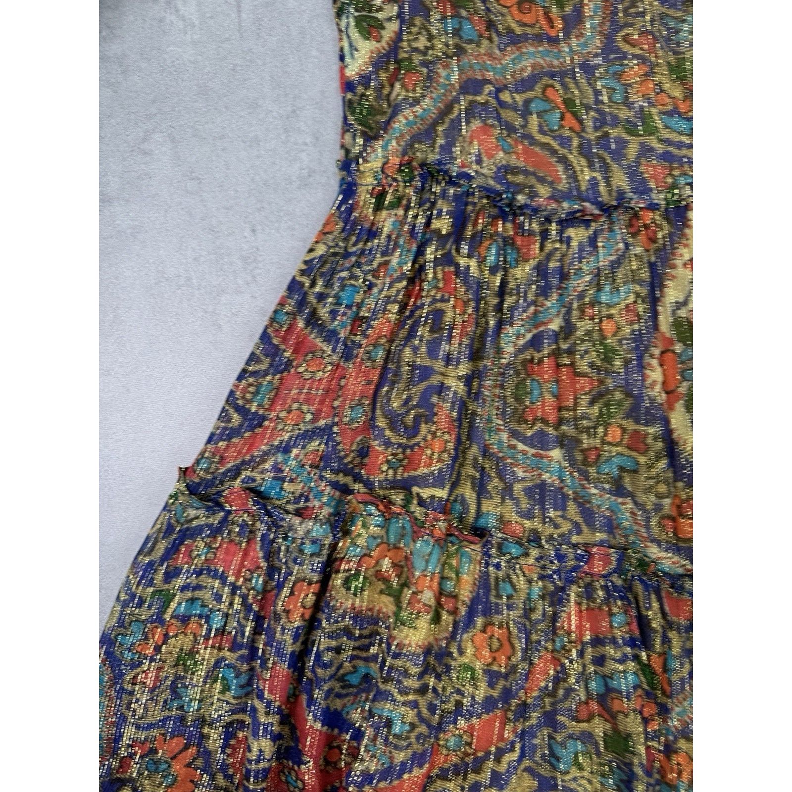 Oliphant OLIPHANT RUFFLE TIERED MAXI PERSIAN COBALT SIZE L DRESS Size L / US 10 / IT 46 - 18 Thumbnail
