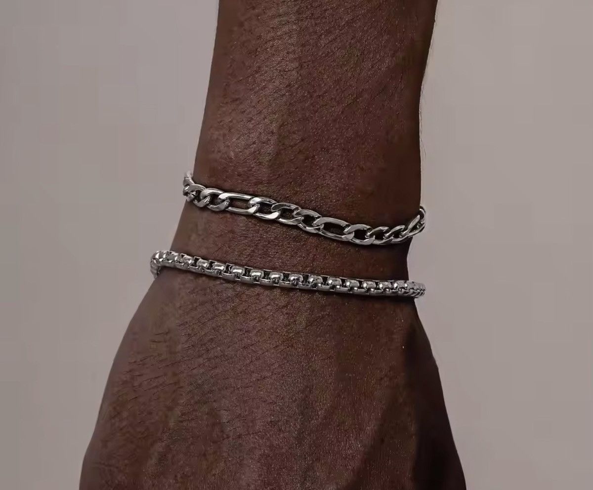 Japanese Brand 21 cm 2pcs/set Men's Chain Bracelets Size ONE SIZE - 6 Thumbnail