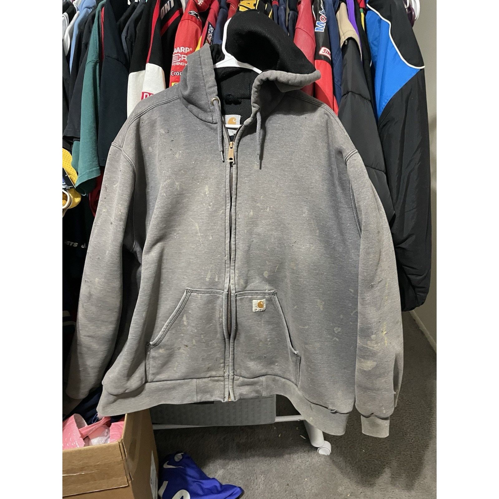 Carhartt Size 2XL-Carhartt Hoodie Thermal Lined Grey Faded Distressed Size US XXL / EU 58 / 5 - 1 Thumbnail