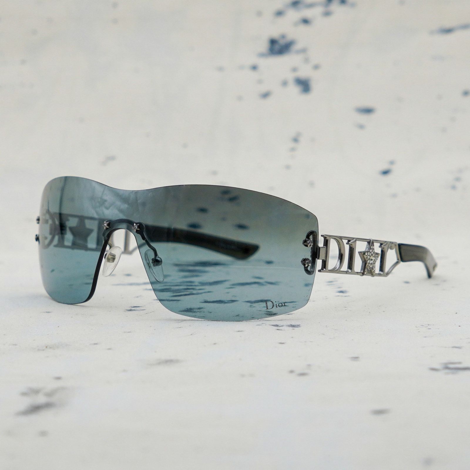 Dior Dior diorlywood blue lens strass star logo y2k sunglasses