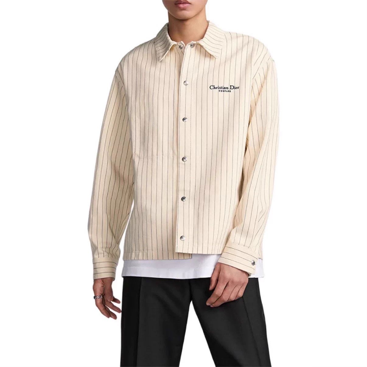 Dior DIOR Off-White Striped Embroidered Logo 50 Jacket Size US M / EU 48-50 / 2 - 6 Thumbnail