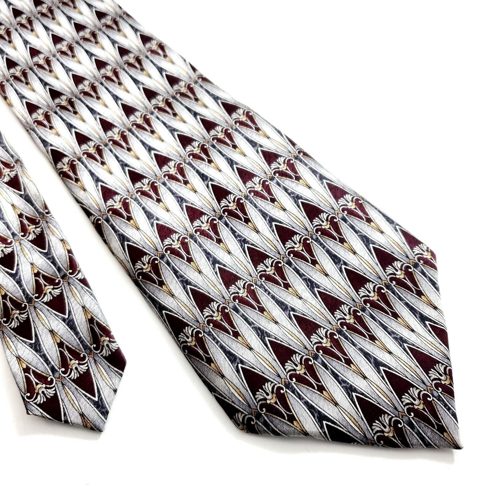 Stafford Stafford Executive Collection Gray Maroon Red Wide Silk Tie Size ONE SIZE - 1 Thumbnail
