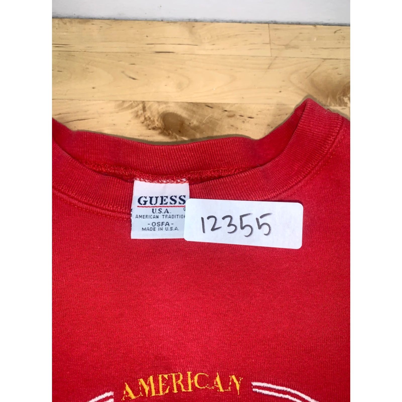 Guess VINTAGE GUESS Sweatshirt Men One Size Red Embroidered 90s USA 12355 Sweatshirt Size US M / EU 48-50 / 2 - 2 Thumbnail