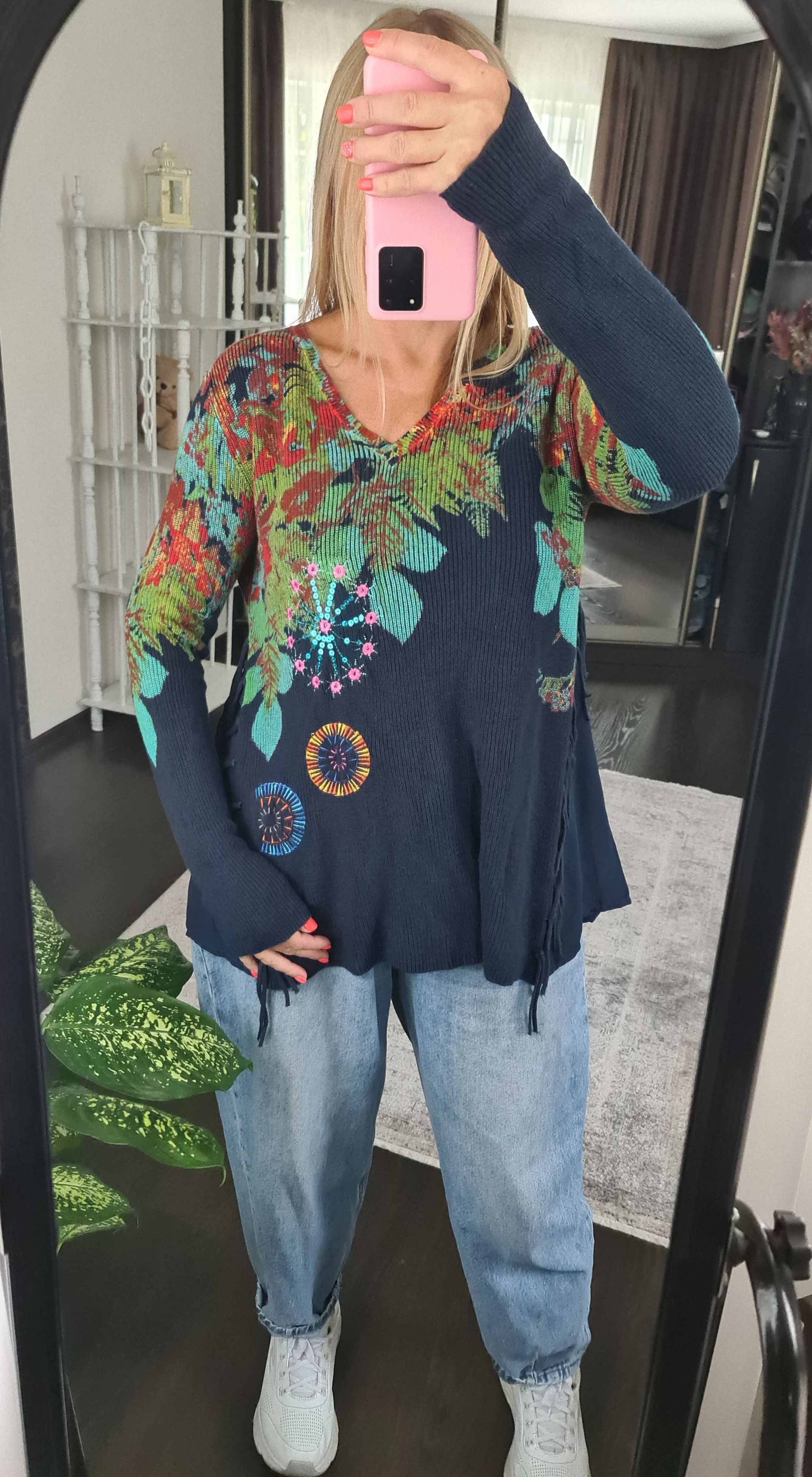 Desigual Vintage Desigual Y2K Flowers Print Sweater Size L / US 10 / IT 46 - 3 Thumbnail