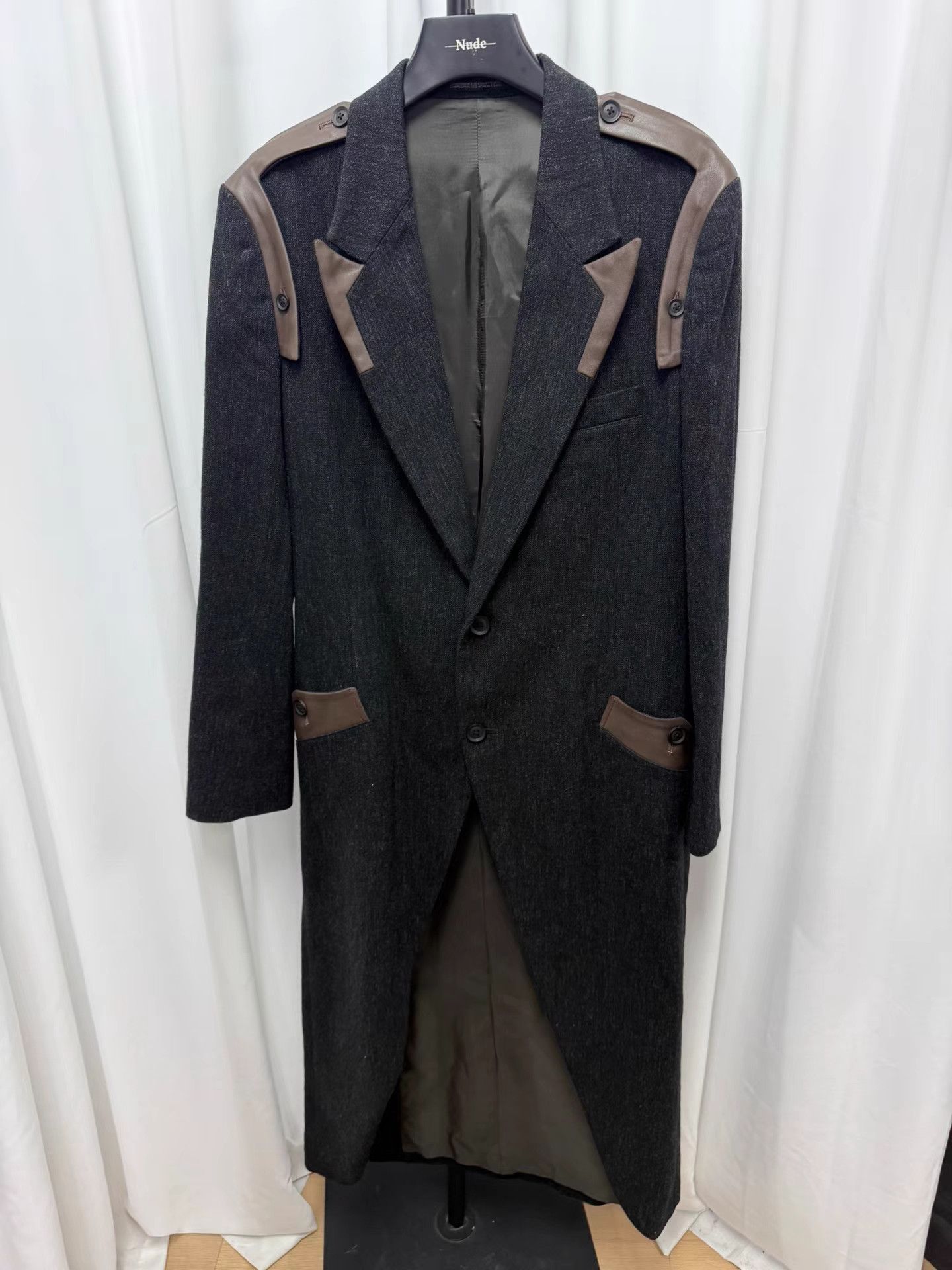 Yohji Yamamoto yohji yamamoto pour homme Leather-Paneled Coat K20 Size US M / EU 48-50 / 2 - 2 Thumbnail