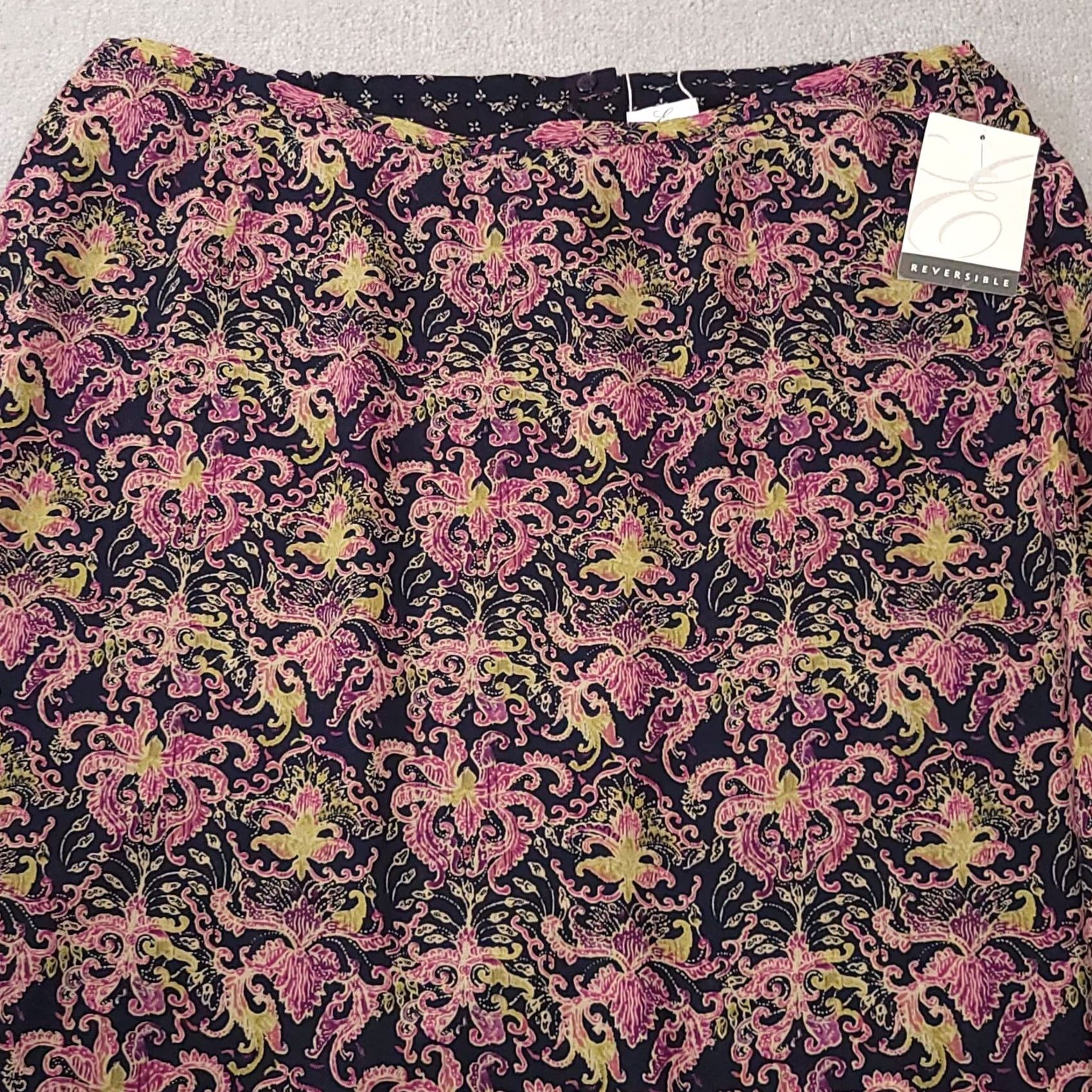 Liz Claiborne Emma James Liz Claiborne Maxi Skirt Reversible 22W Plus Slit Floral Geo Womens Skirt Midi 90s Vintage? Size 40" / US 18 - 3 Thumbnail