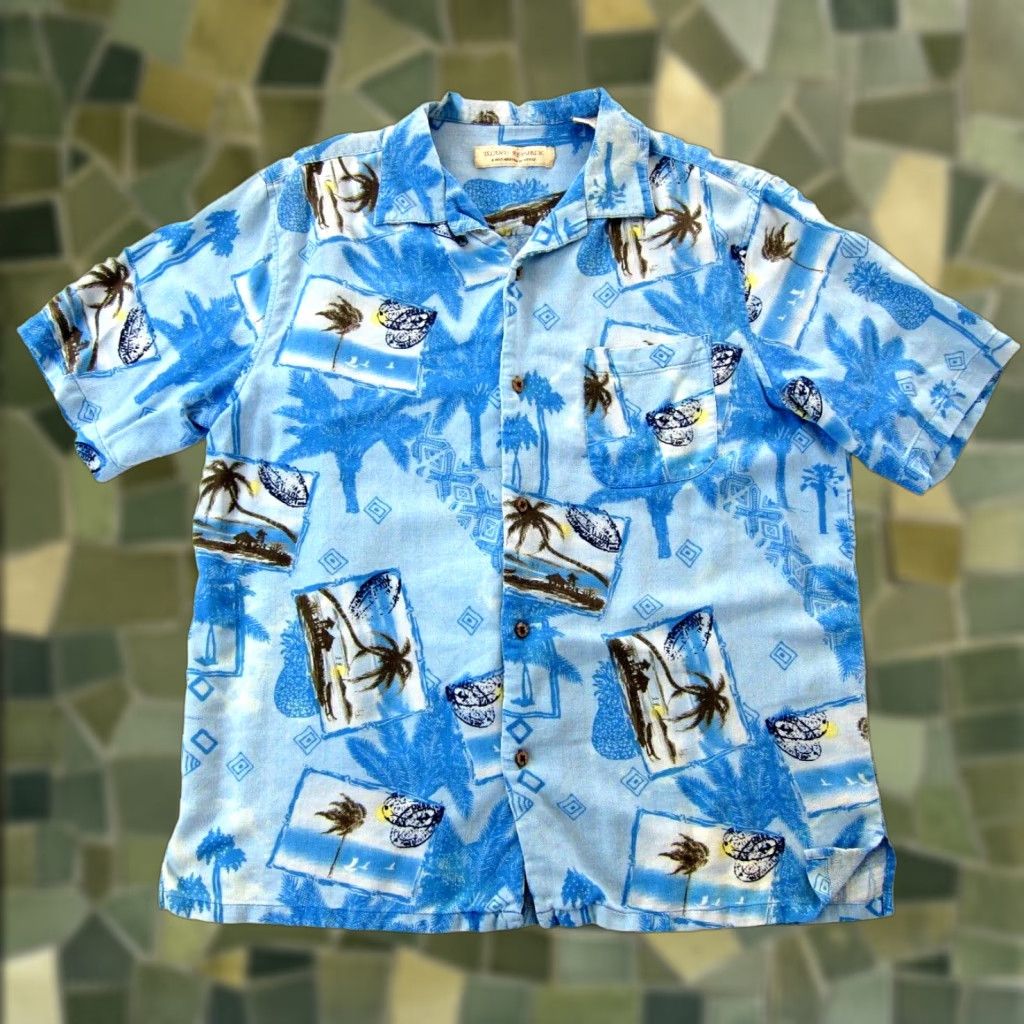 Vintage Vtg Island Republic Silk Blue Floral Hawaiian Button Short Sleeve Shirt Men L Size US L / EU 52-54 / 3 - 1 Thumbnail