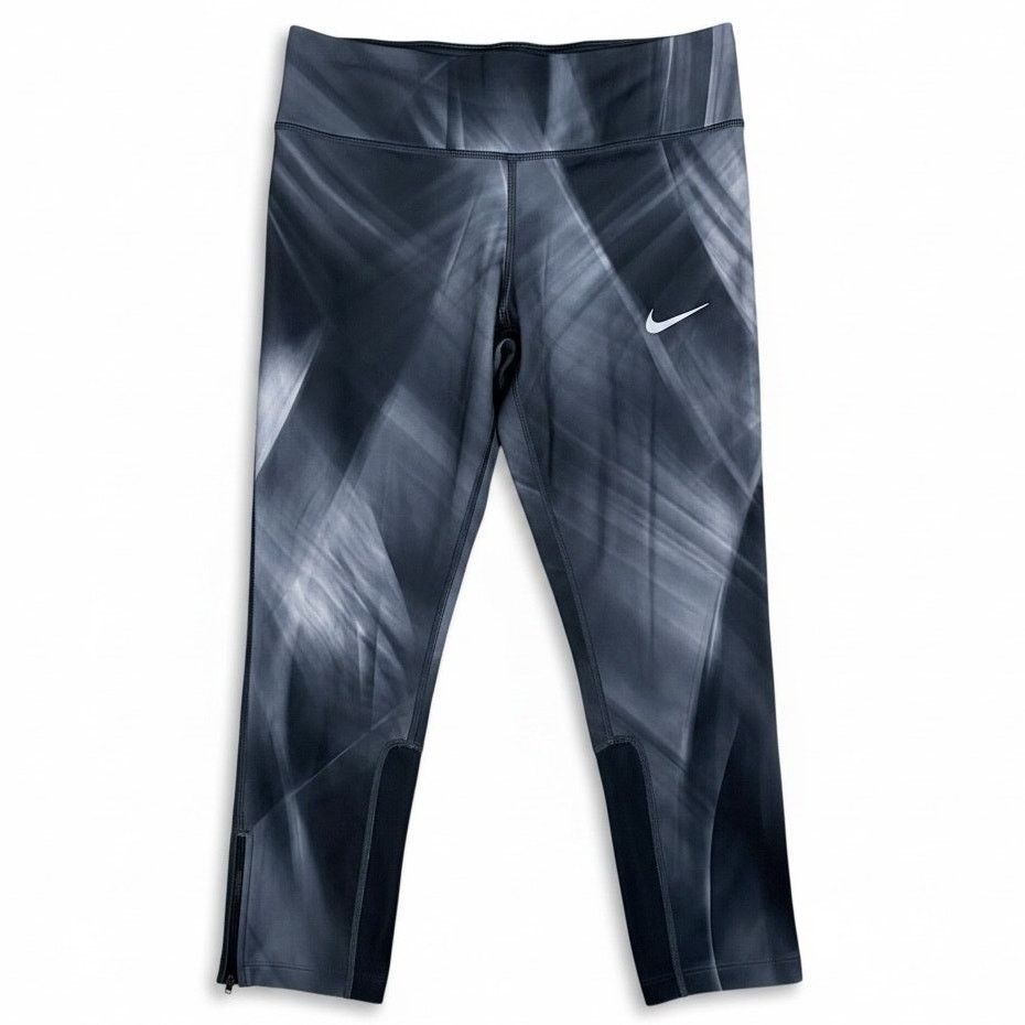 Nike Nike Dri-Fit Black Abstract Women's Small Cropped Running Size 27" / US 4 / IT 40 - 1 Thumbnail