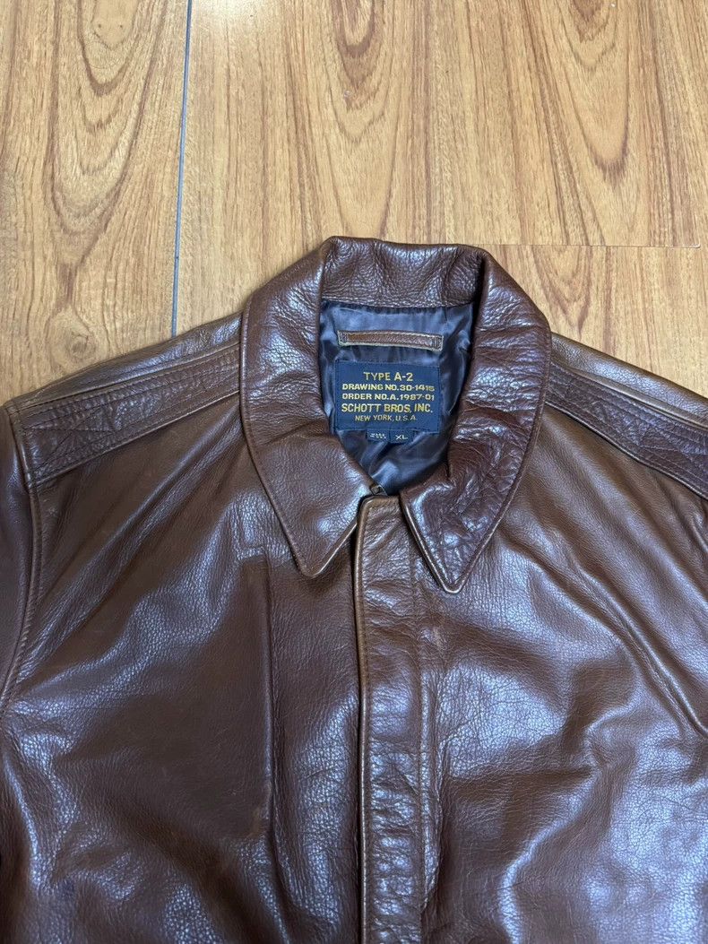 Schott Schott Wax calfskin A2 fighter flight jacket Size US XL / EU 56 / 4 - 3 Thumbnail