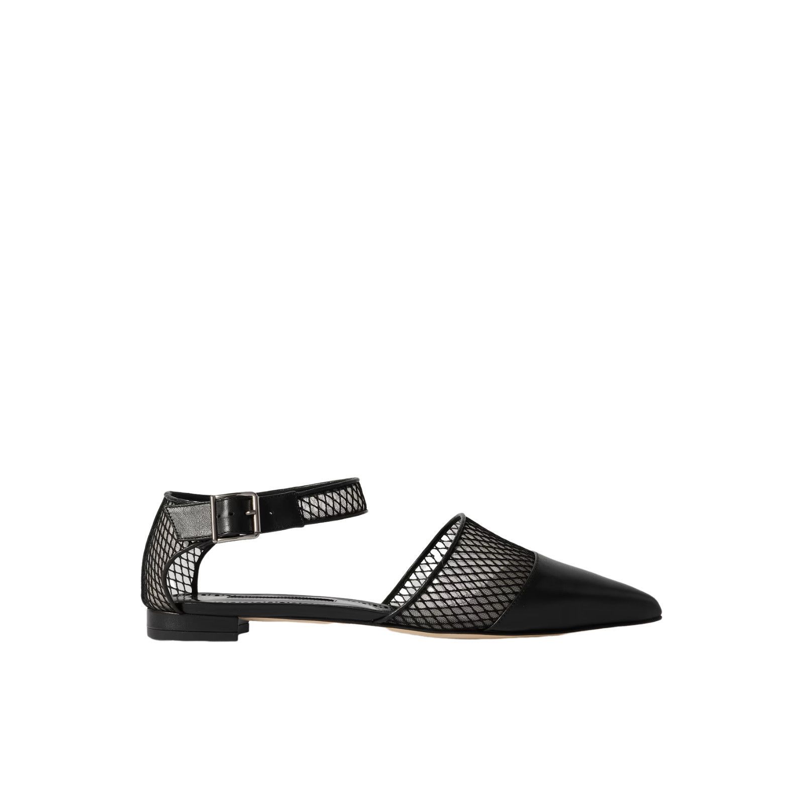 MANOLO BLAHNIK Jatelah Black Leather Flats New & Authentic (