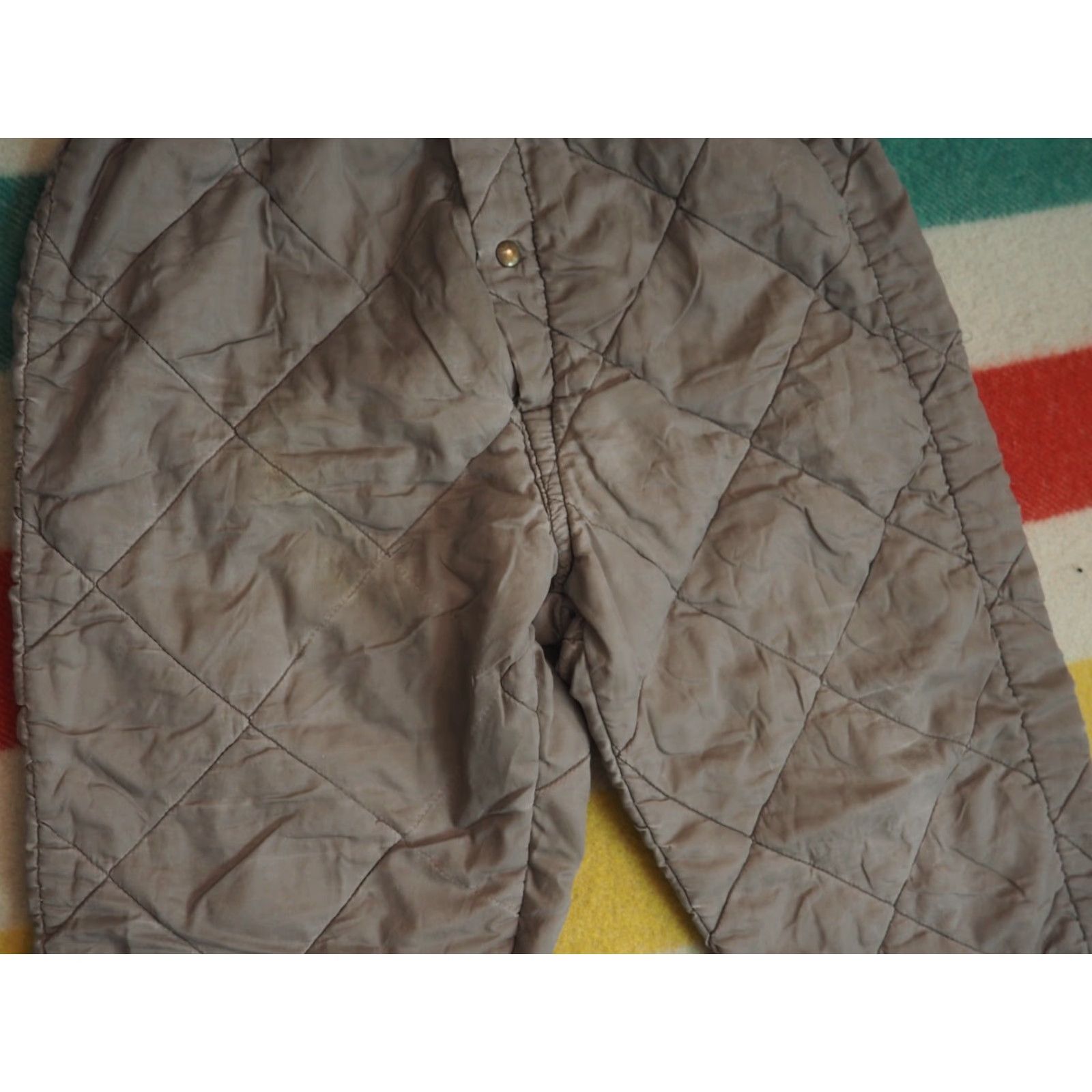 Vintage VTG 50s Beige Quilted Outdoor Camp Snap Poly Winter 28x27 Pants Womens S Size 28" / US 6 / IT 42 - 7 Thumbnail