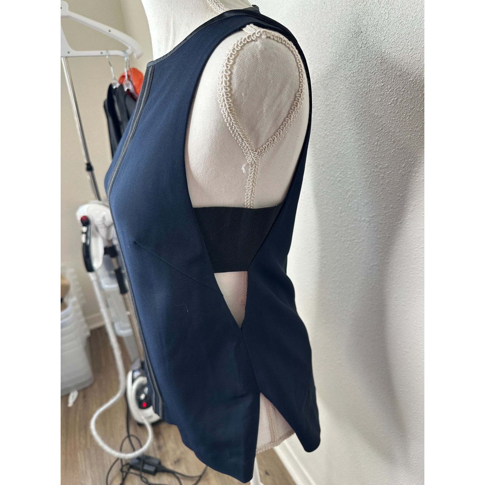 Rag & Bone rag & bone Navy Black High Neck Satin Zip Tank Sleeveless S Size S / US 4 / IT 40 - 7 Thumbnail