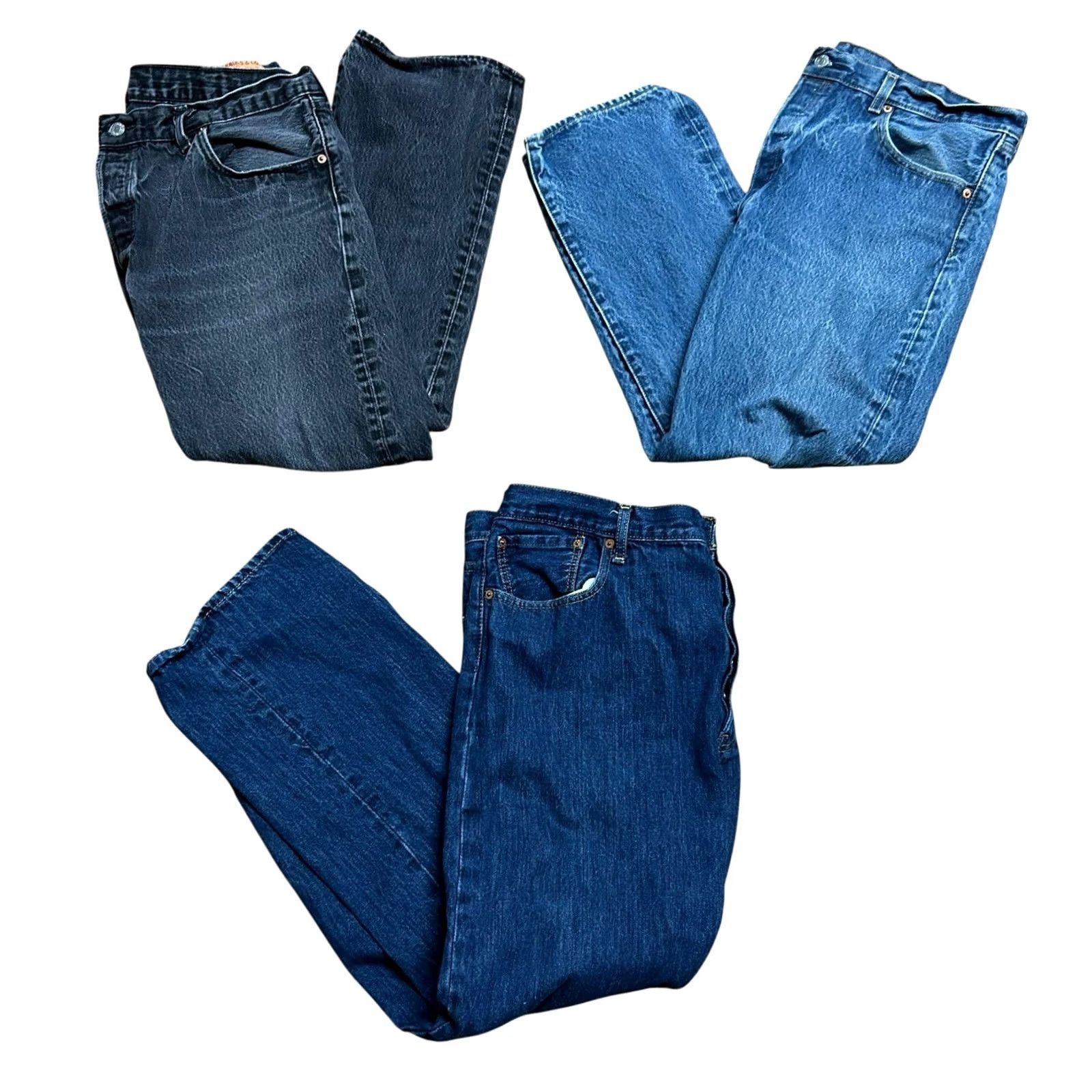 Levi's Levi's 501 Men's Jeans Button Fly Straight Blue Black 40x30 Lot Of 3 Denim Cotton Blend Size US 40 / EU 56 - 2 Thumbnail