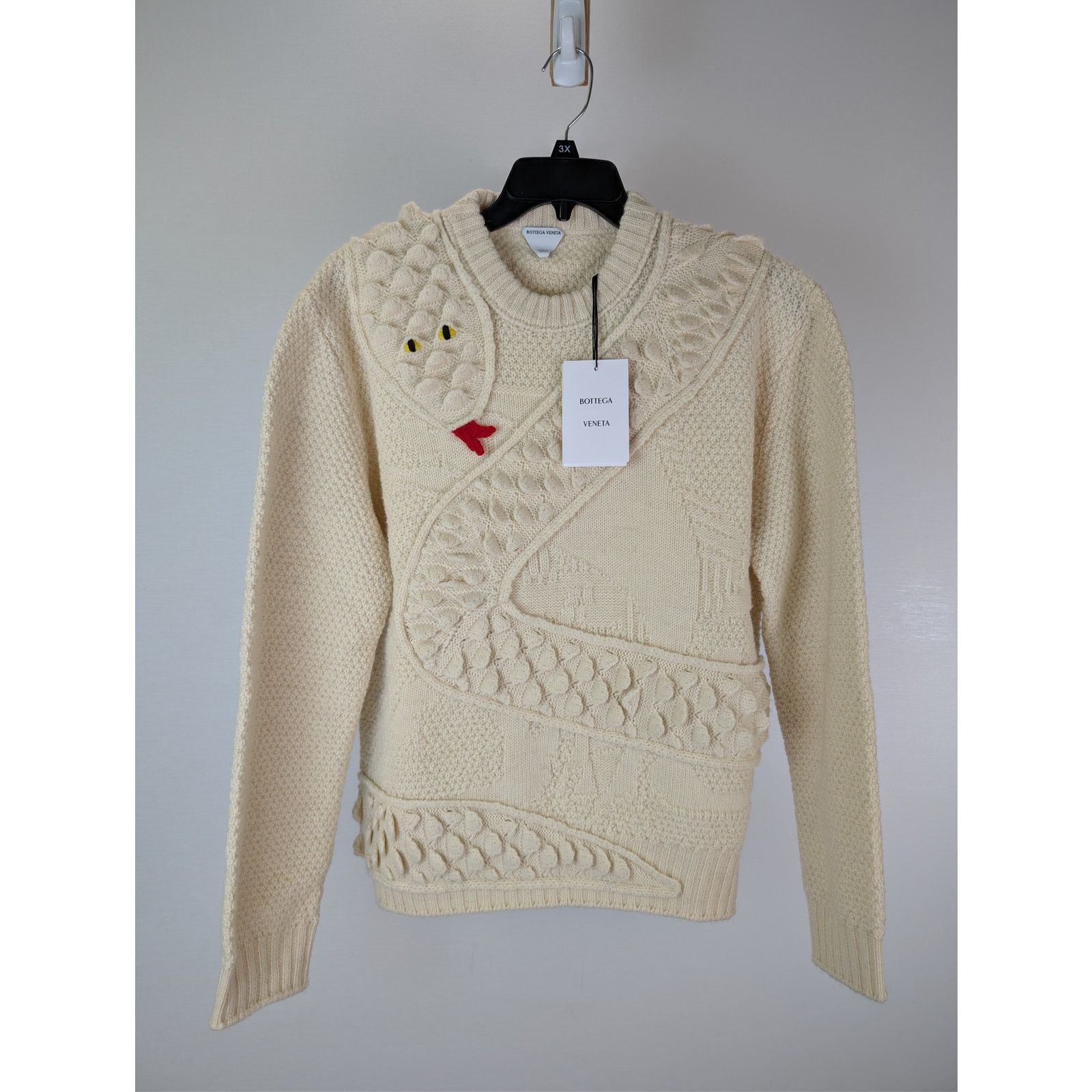 Bottega Veneta o1rshd1 Men Wear Wool Snake Knit Sweater in Dove Size US L / EU 52-54 / 3 - 7 Thumbnail