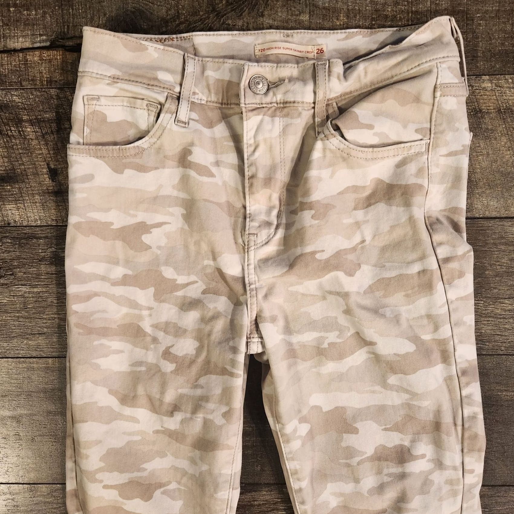 Levi's Levi’s 720 High Rise Super Skinny Crop Jeans Camouflage Beige 26 Women Pants Size 26" / US 2 / IT 38 - 3 Thumbnail