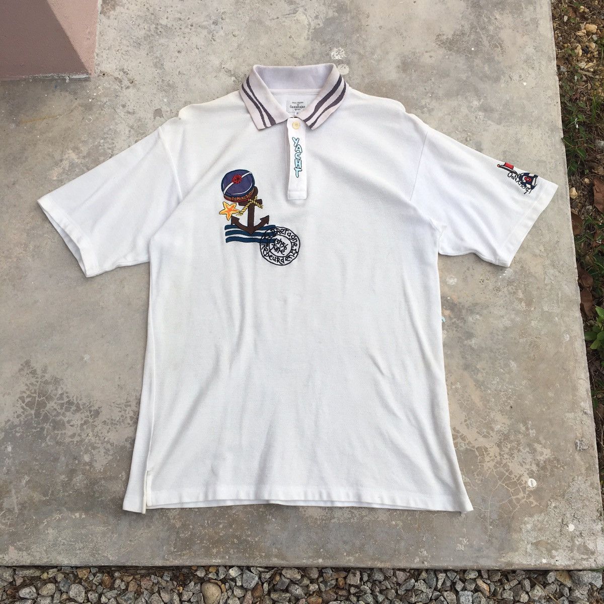 image of Jean Charles De Castelbajac x Vintage Jean Charles De Castlebajac Sport Polo Tee in White (Size Med