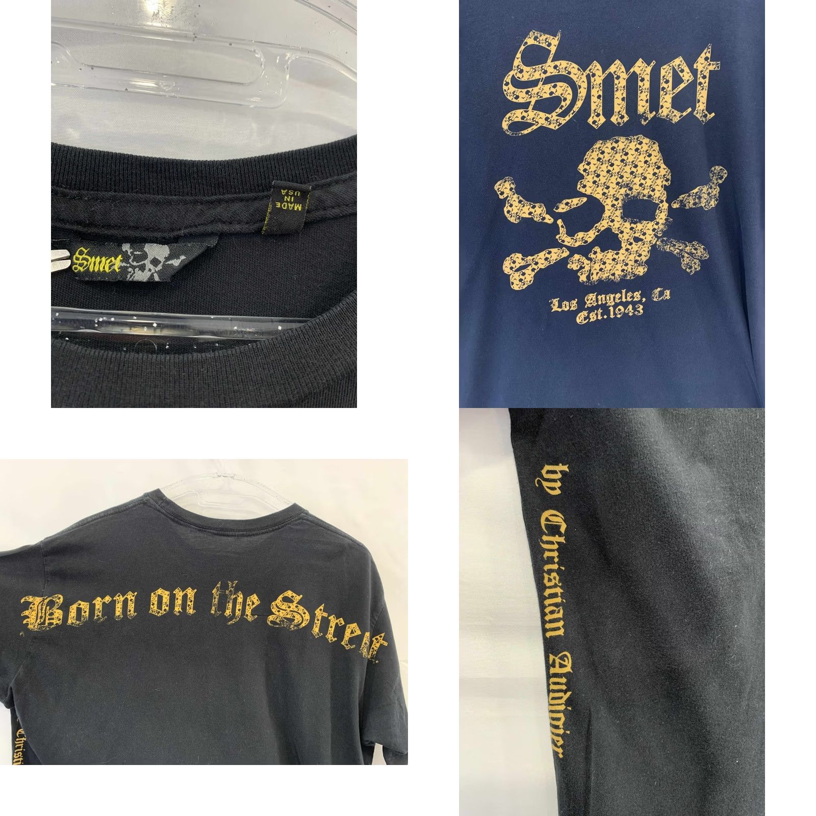 Born Smet Born on the Street Skull & Crossbones Gold Print Graphic T-Shirt Black XL Men Size US XL / EU 56 / 4 - 8 Thumbnail