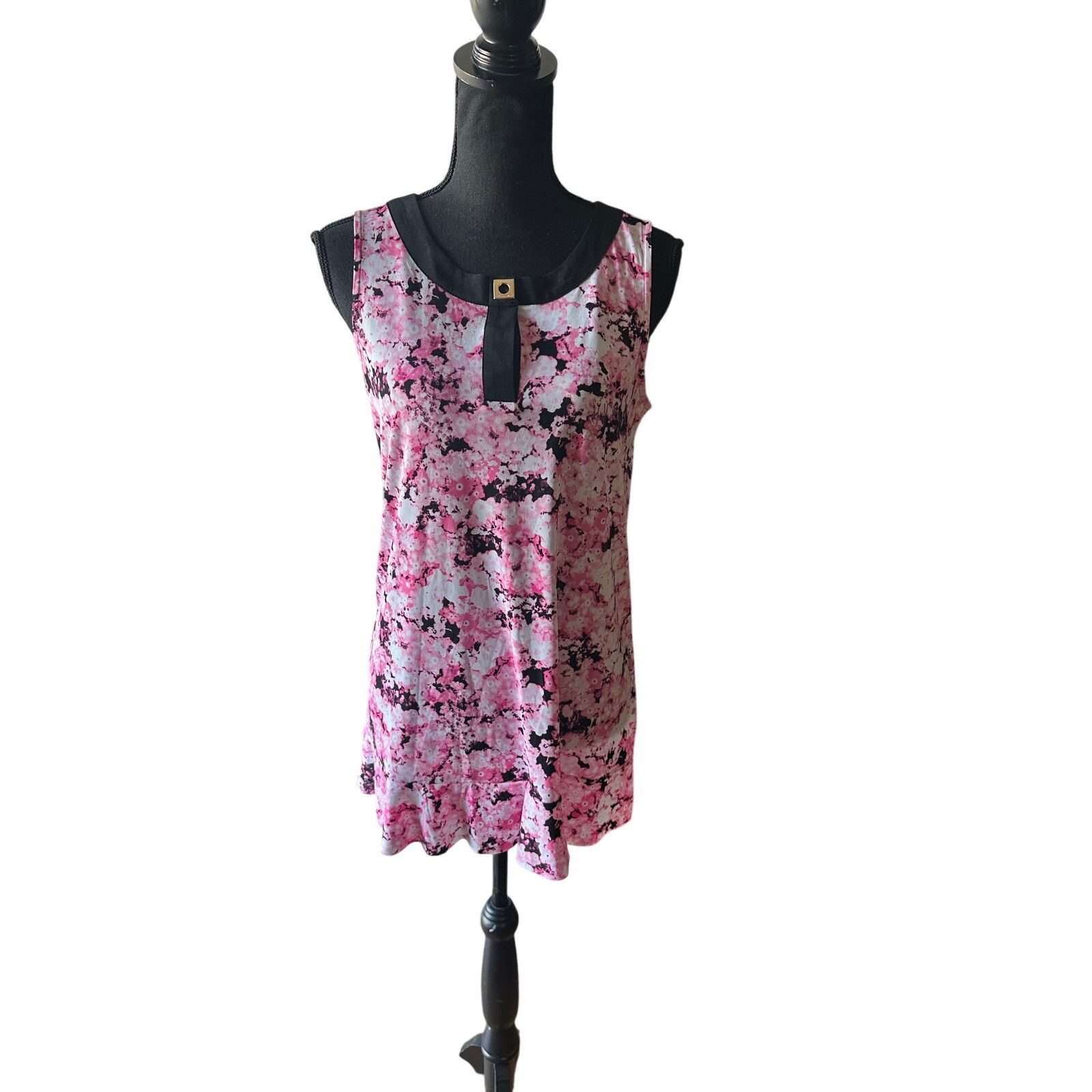 Ellen Tracy Ellen Tracy Floral Print Blouse Tunic – Keyhole Neckline Size S / US 4 / IT 40 - 1 Thumbnail